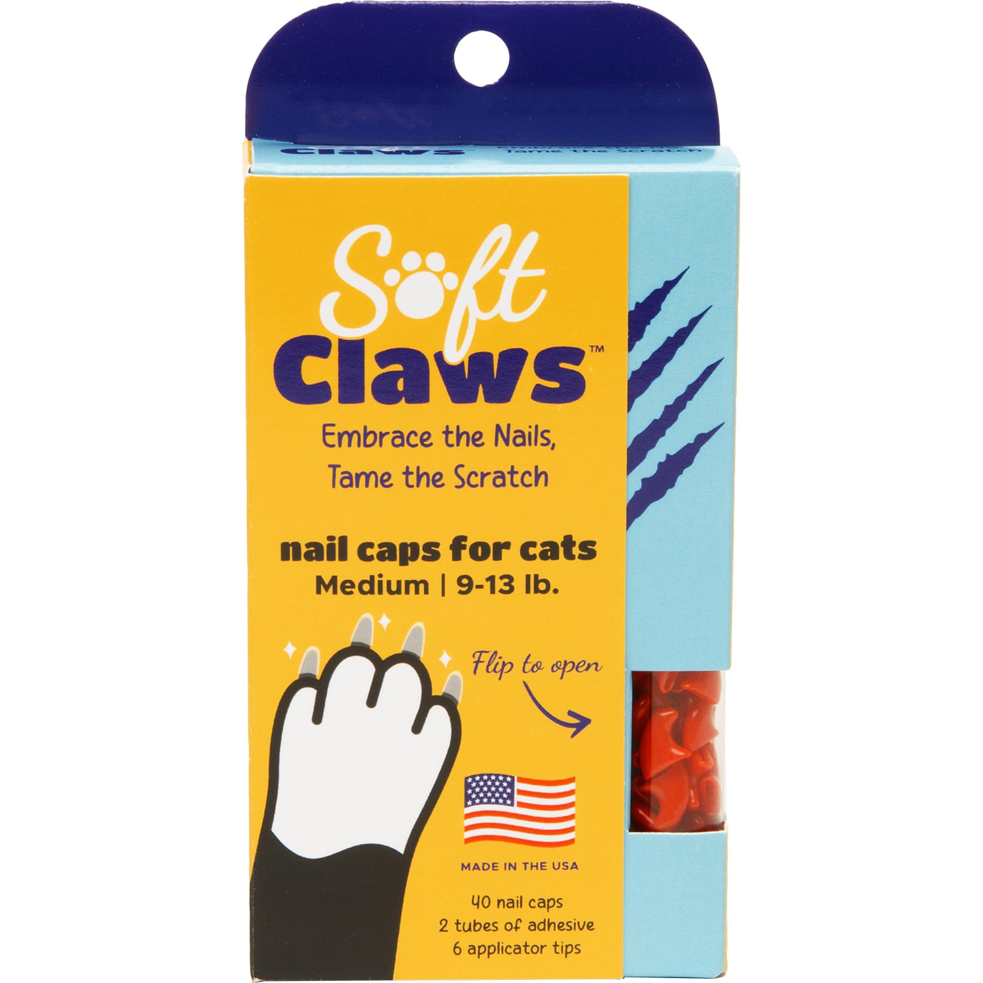 Soft Claws For Cats - Cls (Cleat Lock System), Size Medium, Color Red