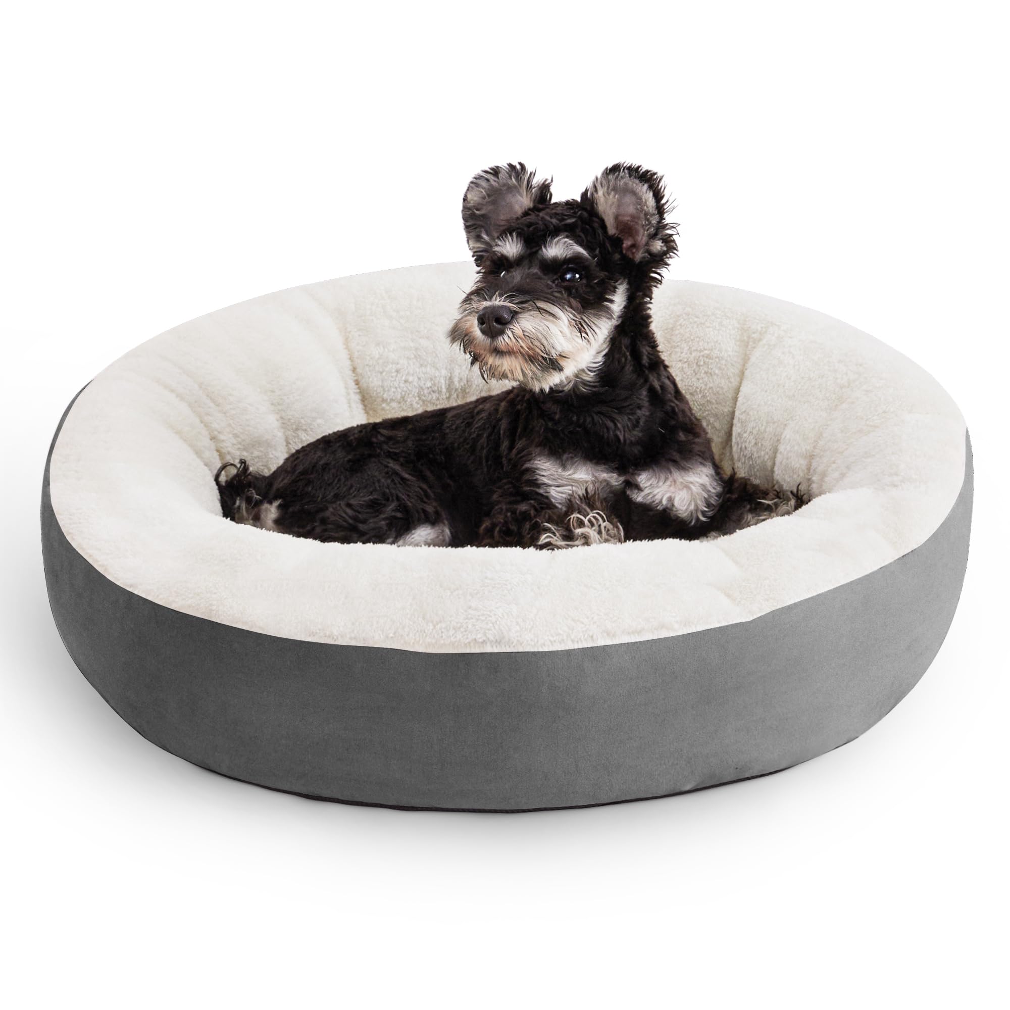 Love'S Cabin Round Donut Cat And Dog Cushion Bed, 20In Pet Bed For Cats Or Small Dogs, Anti-Slip & Water-Resistant Bottom, Super Soft Durable Fabric Pet Beds, Washable Luxury Cat & Dog Bed Dark Grey