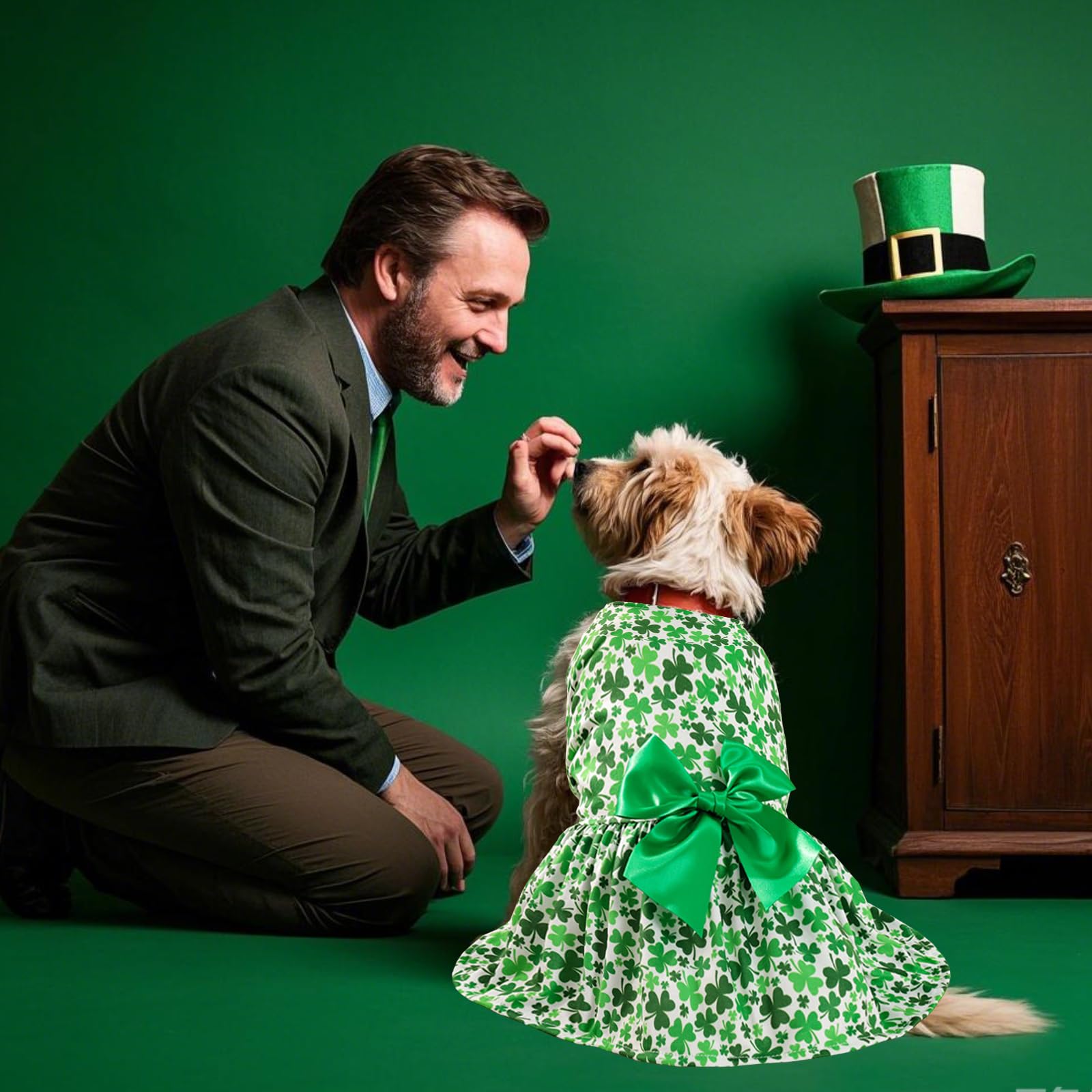 Habbiful Dog St Patricks Day Outfit, Puppy Dog St.Patrick'S Day Clothes Shamrock Dog Skirt Green Dog Dress Spring Summer Pet Dog