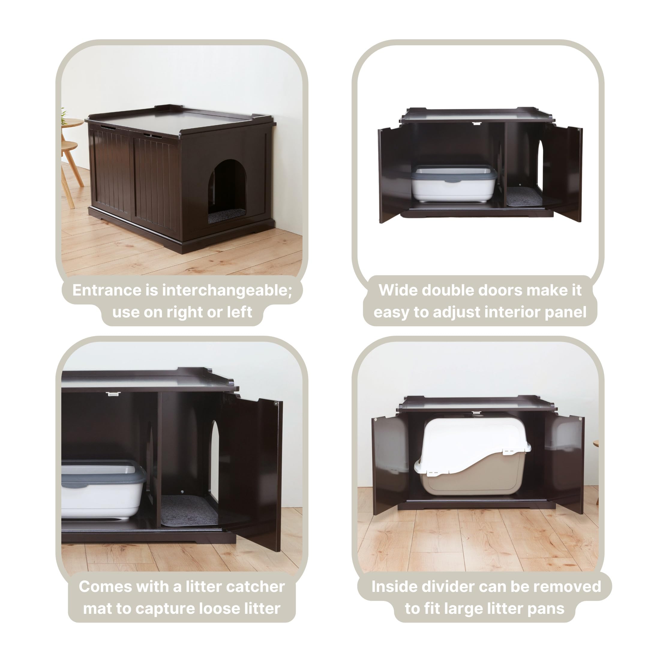 Trixie Furniture Style Xl Cat Litter Box Enclosure, Hidden Cat Washroom, Side Table Pet Home, Espresso-Brown