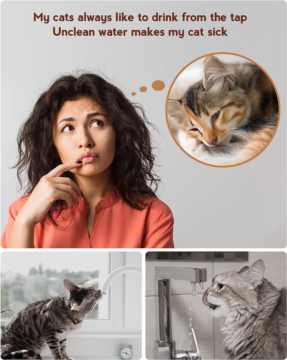 Pektaco Cat Water Fountain, 3.2L/108Oz Stainless Steel Pet Water Fountain For Cats/Dogs Indoor, Dog Drinking Dispenser Metal Kitty Spout With 3 Replacement Filters