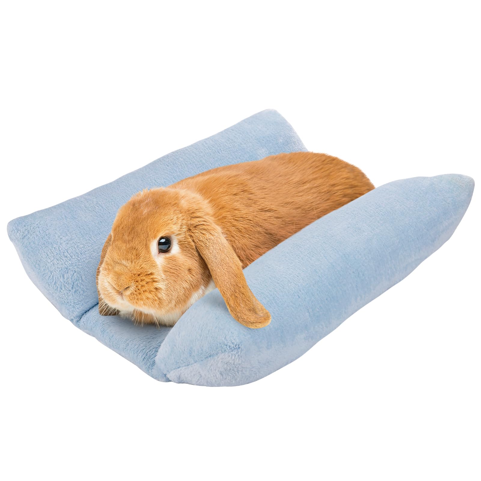 Mewtogo 15.7 X 14In Rabbit Bed - Thickened Soft Bunny Concave Bed, Cuddle Cushion Plush Mat With Cotton Lounger Pillows, Small P
