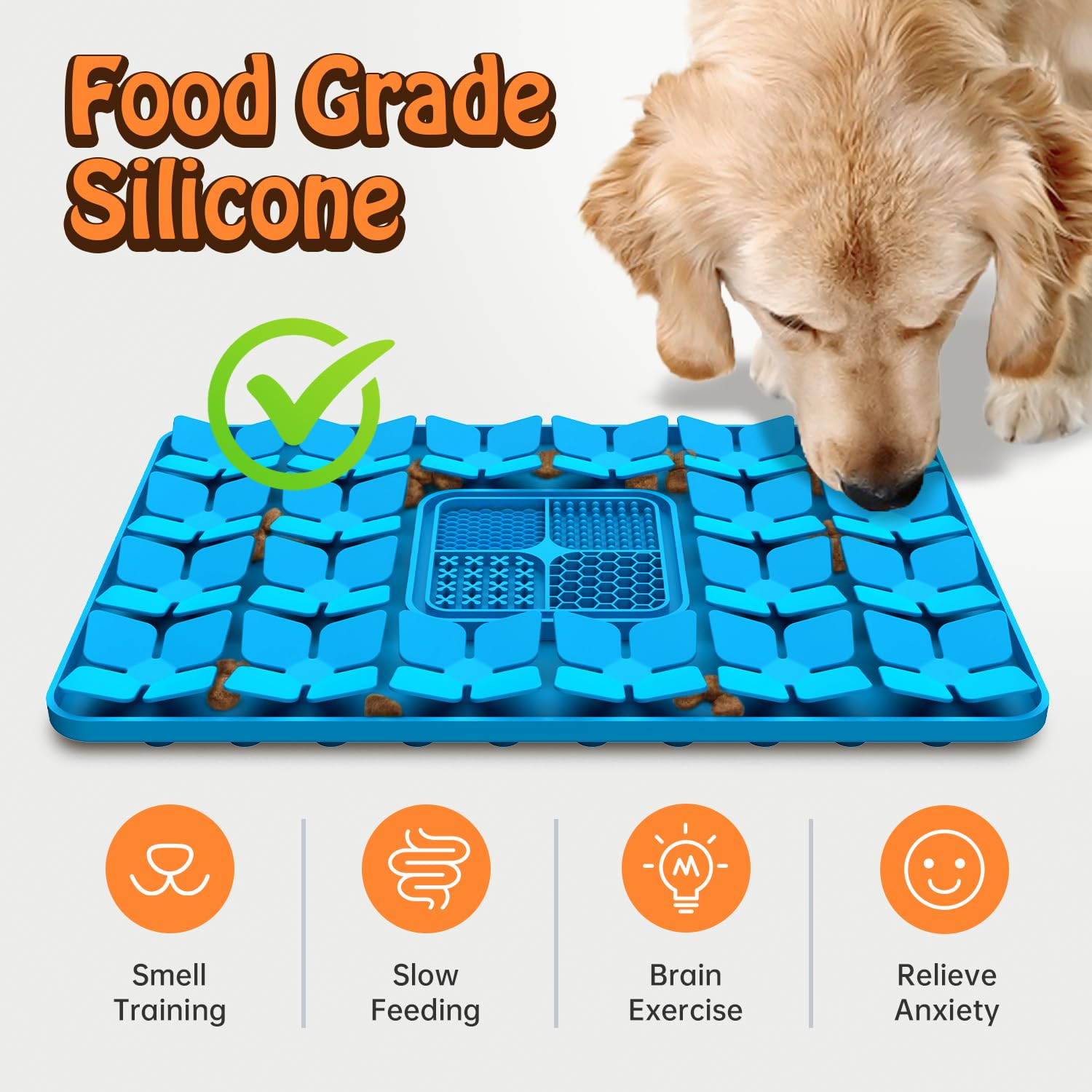 Silicone Snuffle Mat For Dogs, Interactive Slow Feeder Lick Mat, Encourages Natural Foraging, Stress Relief, Smell Training, Wit