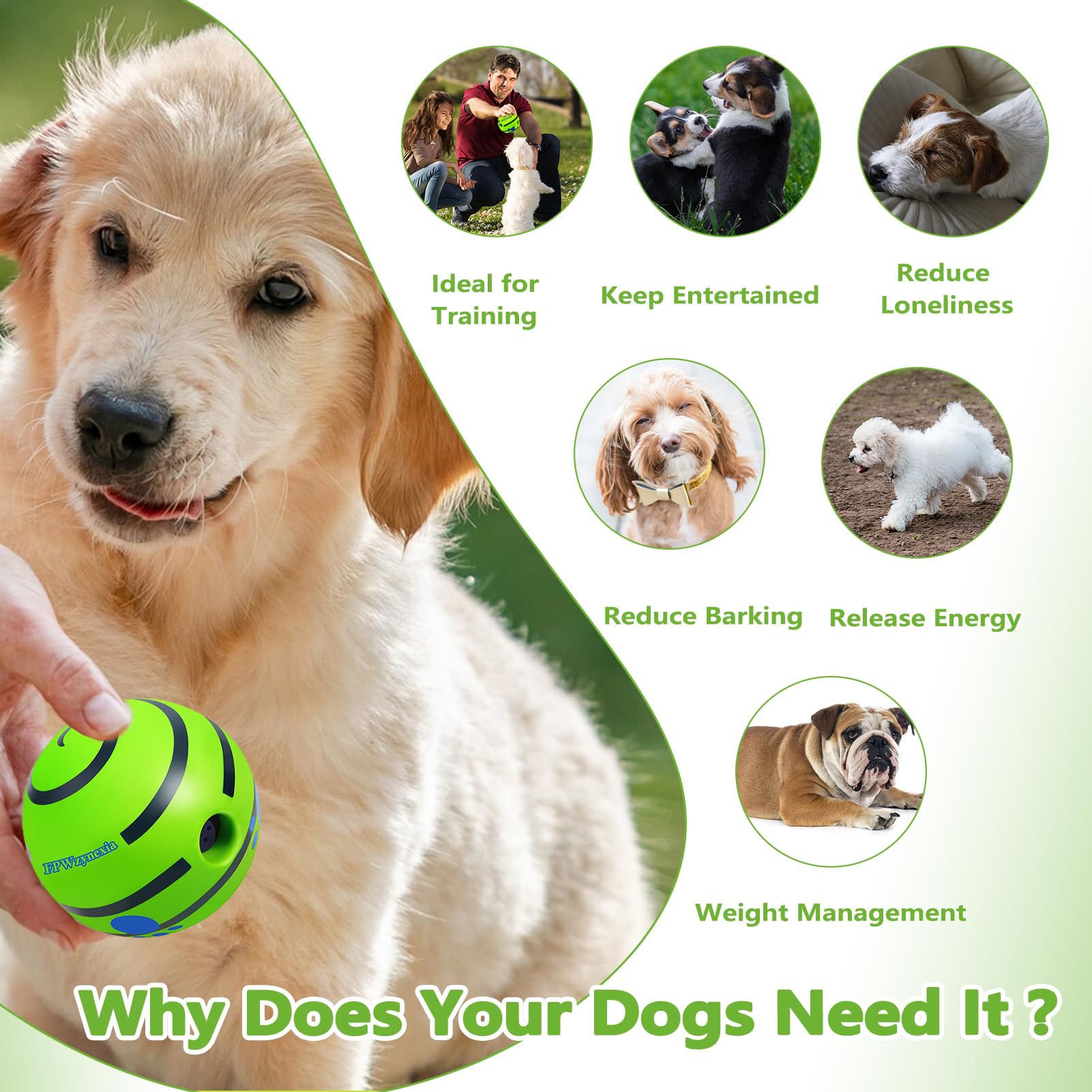 Fpwzynexia Dog Toys,Interactive Dog Balls For Large Dogs,Durable Vinyl For Training, Teeth Cleaning & Energy Release