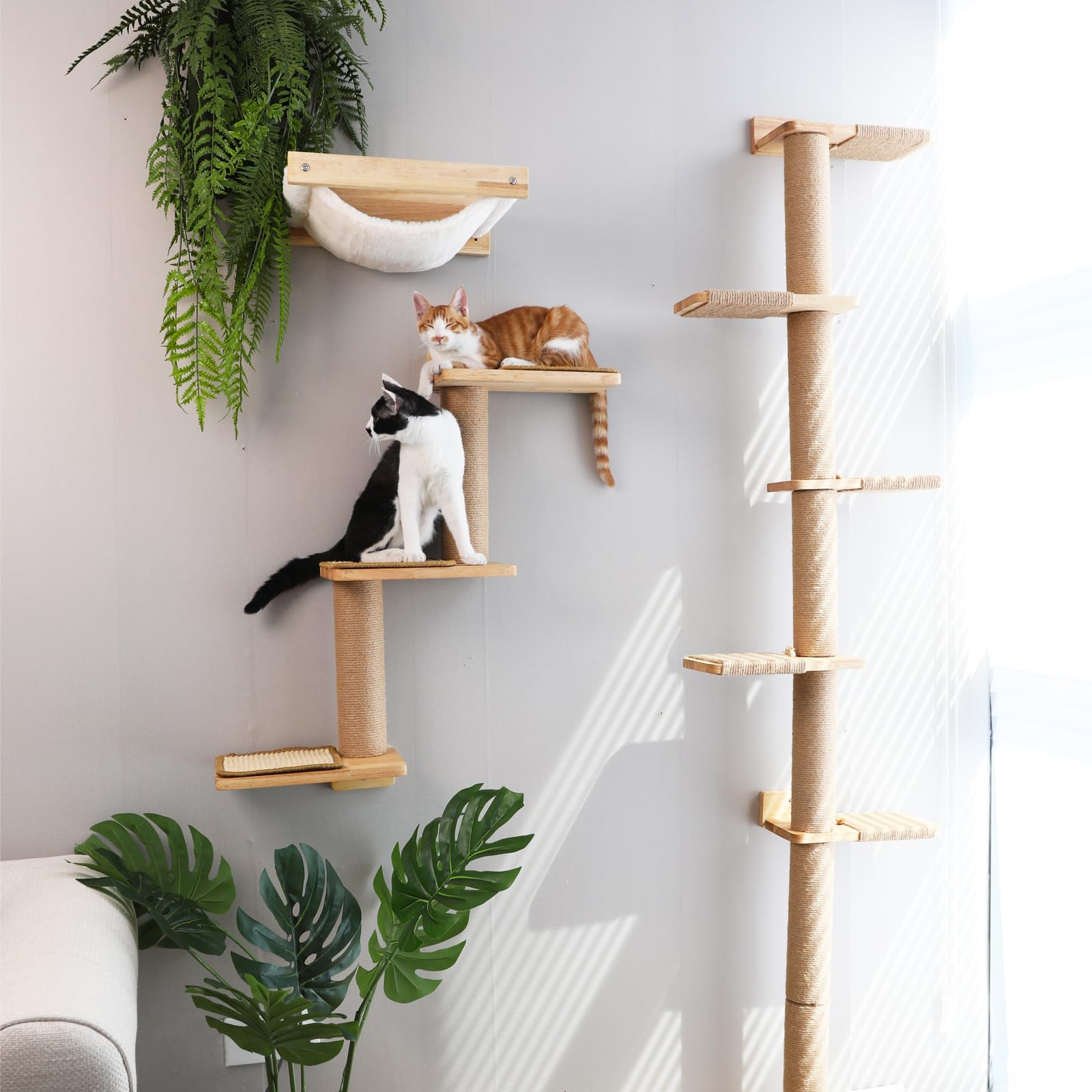 Fukumaru Cat Wall Shelves, 3 In 1 Transformable Cats Scratching Post Wall Mounted, Diy Kitten Walls Jungle And Perch Platform Su