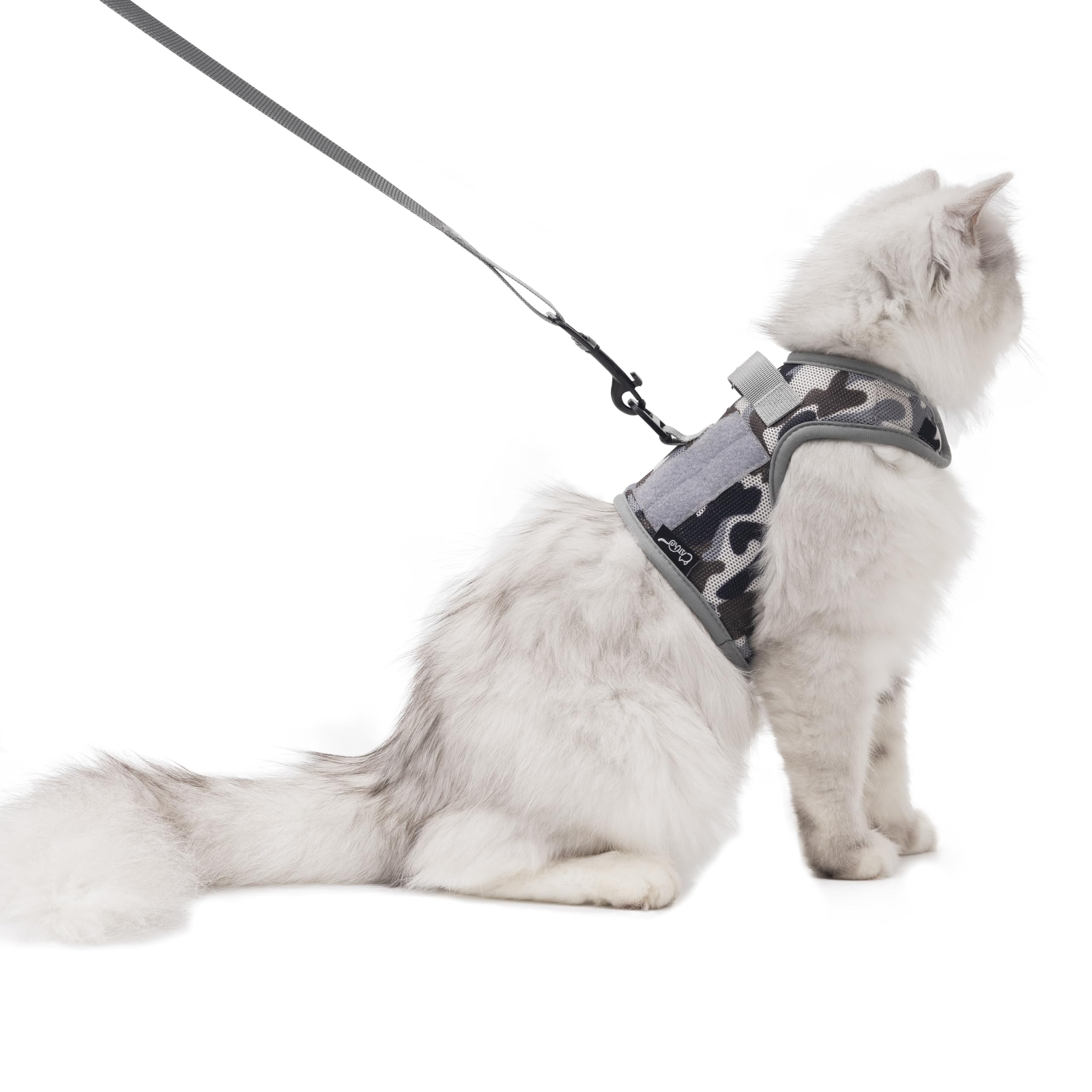 Tactical Cat Harness And Leash For Walking Escape Proof Breathable Mesh Fabric, City Camo, Medium, Adjustable Cat Walking Jacket