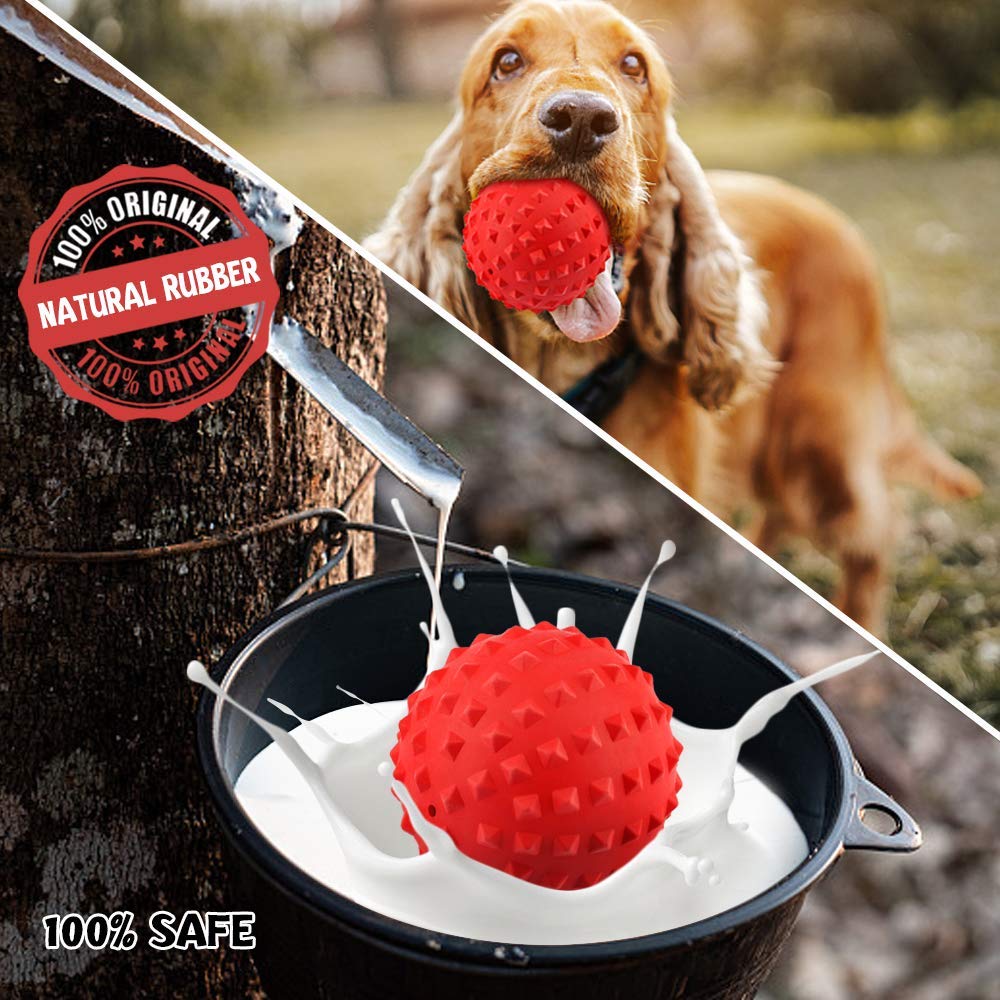 RHL Dog Squeaky Toys for Aggressive chewers Large Breed Balls Interactive Ball Toy Almost Indestructible Tough Durable Stick Med