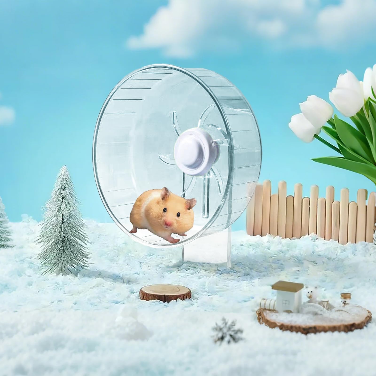 Sirvarni Silent Hamster Exercise Wheel - Hamster Toys Cages Accessories 7.9 Inch Running Spinner With Adjustable Stand Quite Run