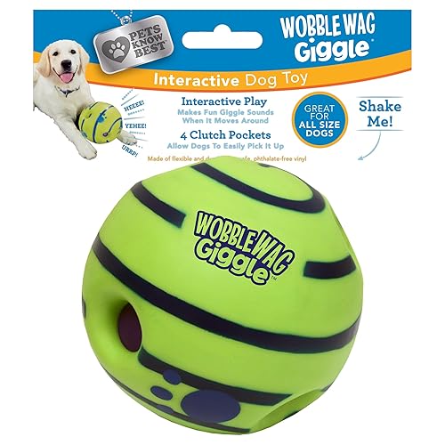 Wobble Wag Giggle Ball - Interactive Green Dog Toy with Fun Giggle Sounds for Playtime - As Seen On TV, One Size