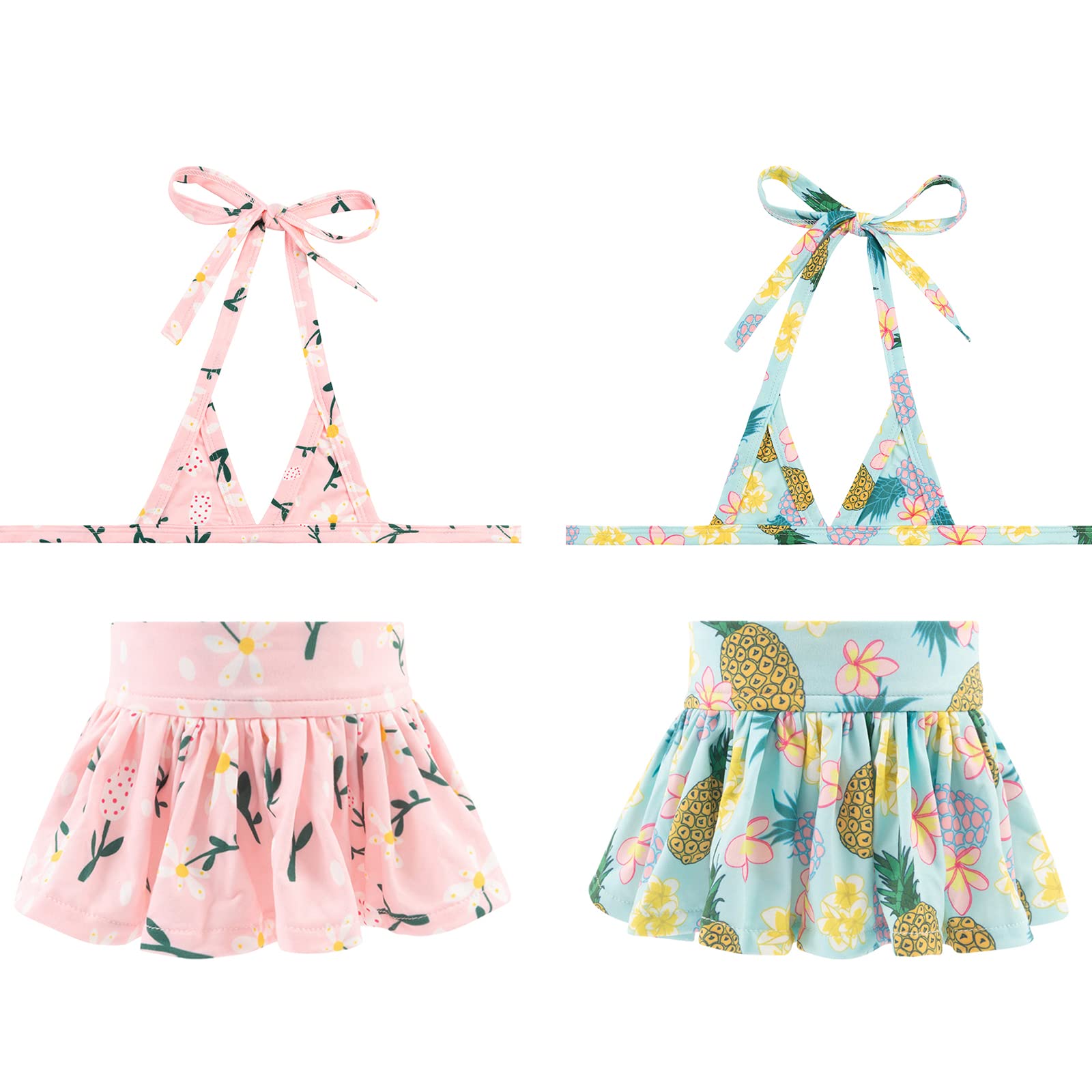 Cutebone Dog Bikini Dress 2 Pack, Stylish Swimsuit Costume For Small Dogs, Comfortable & Adjustable Puppy Bathing Suit, Soft Out