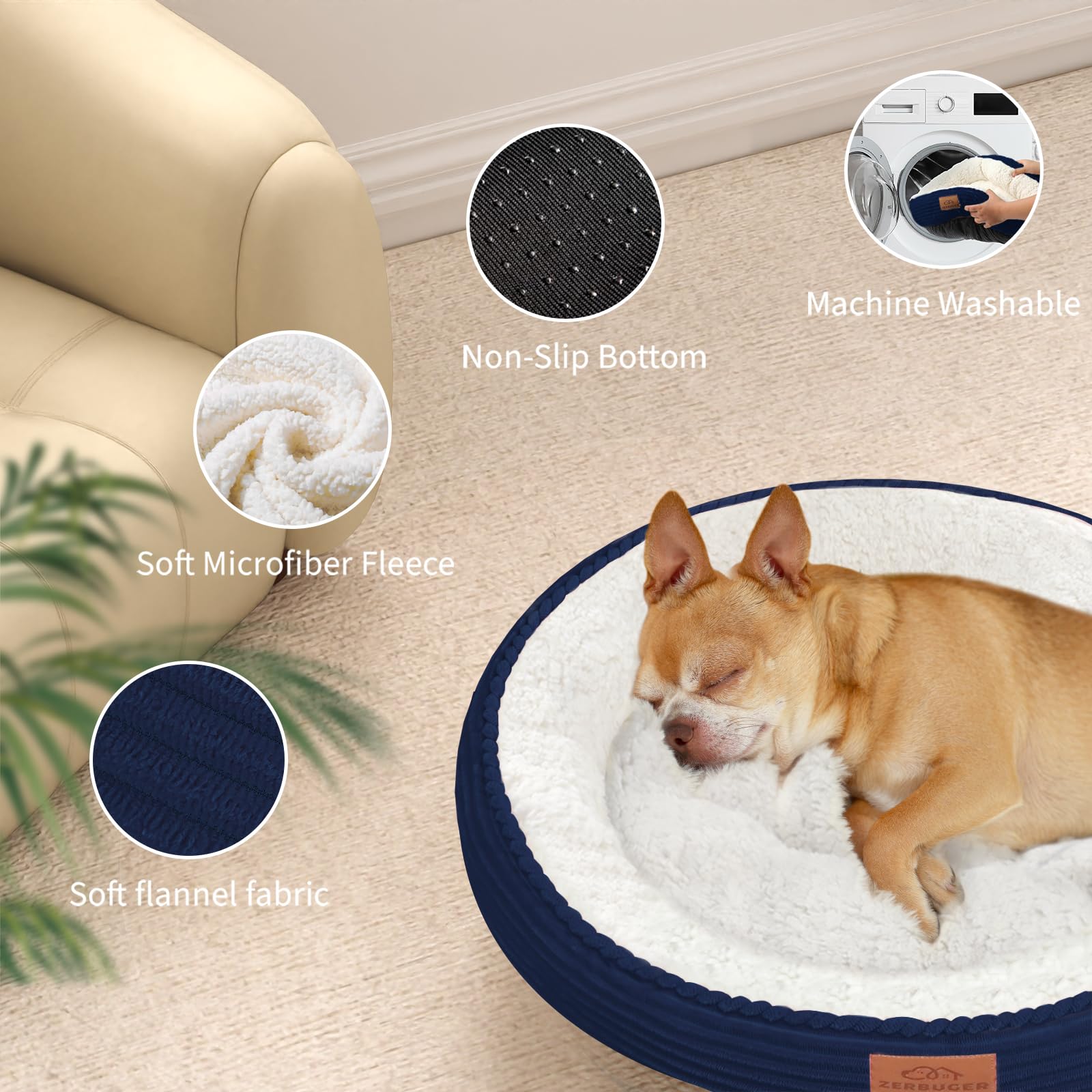 Zerbuger 30In Dog Bed Sofa For Small/Medium/Large Dogs, Machine Washable Supportive Foam Pet Couch With Washable Removable Mat A