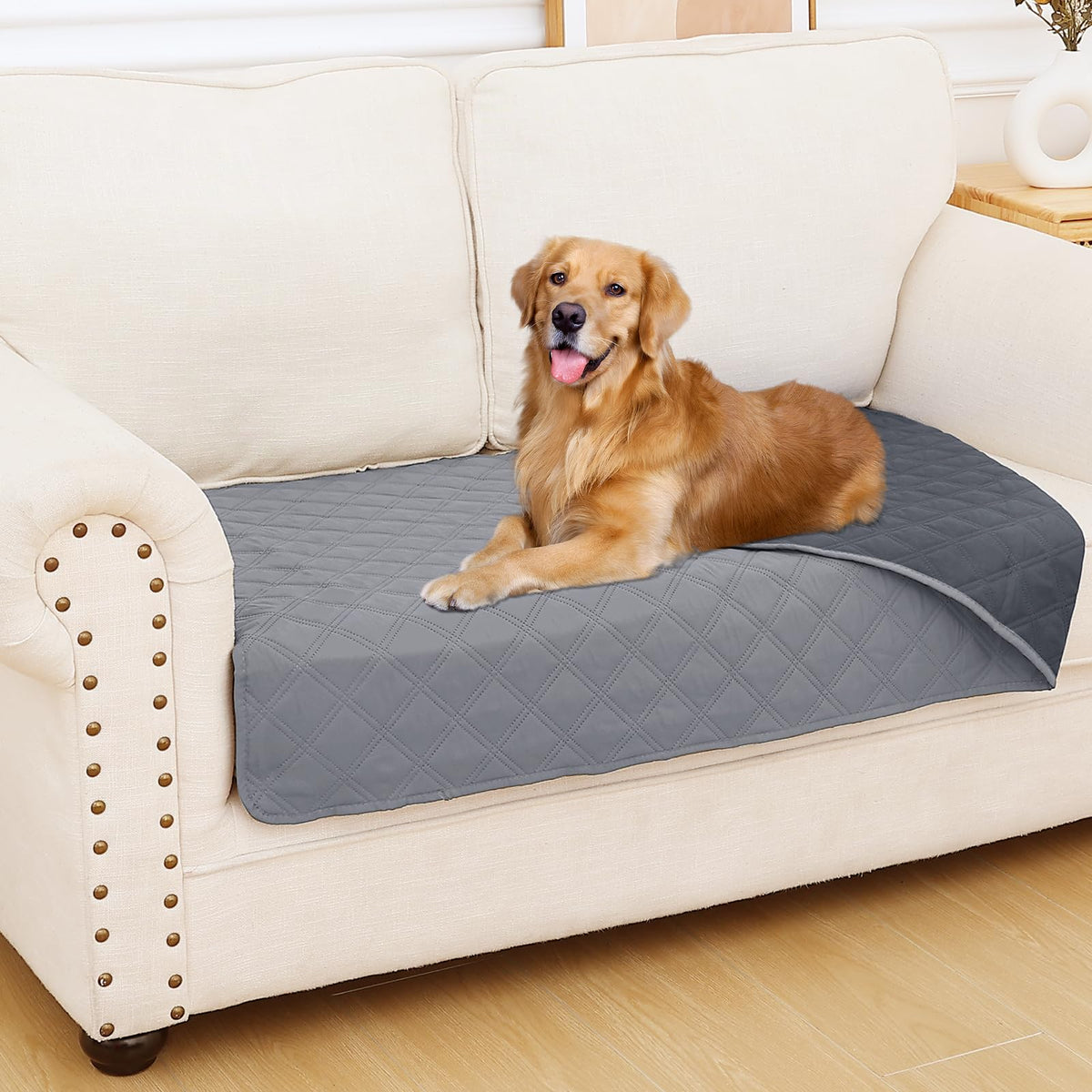 Smiry Waterproof Dog Blanket, Reversible Dog Bed Cover Pet Blanket, Soft Pet Couch Covers For Sofa Washable, Bed Couch Sofa Furniture Protector For Puppy Cat Kids (30'X53', Grey/Dark Grey)