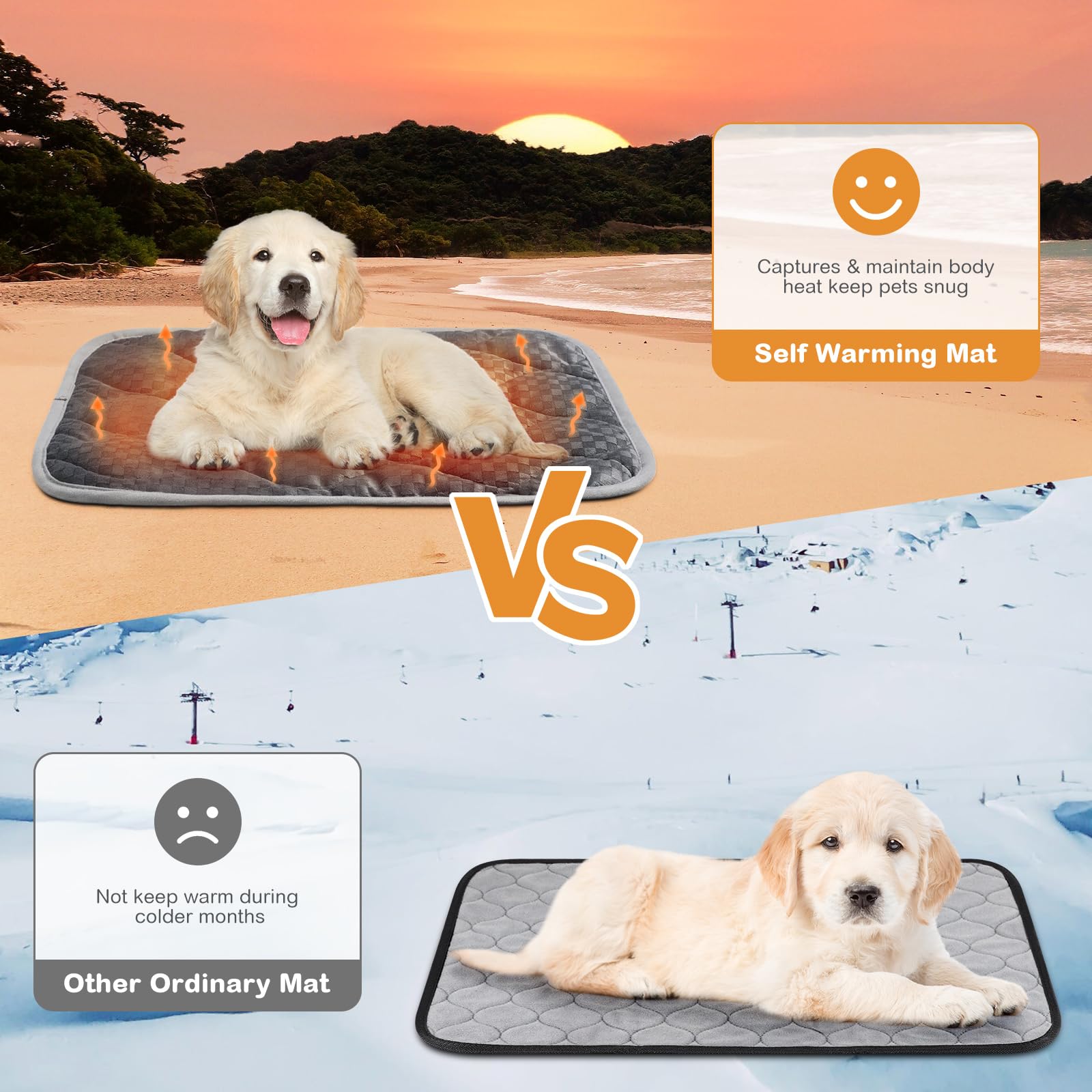 Tujoe 4 Pack Self Warming Cat Mat Self Heating Cat Pad Warm Thermal Pet Bed Washable Dog Crate Pad Body Heat Dog Bed Mat Blanket