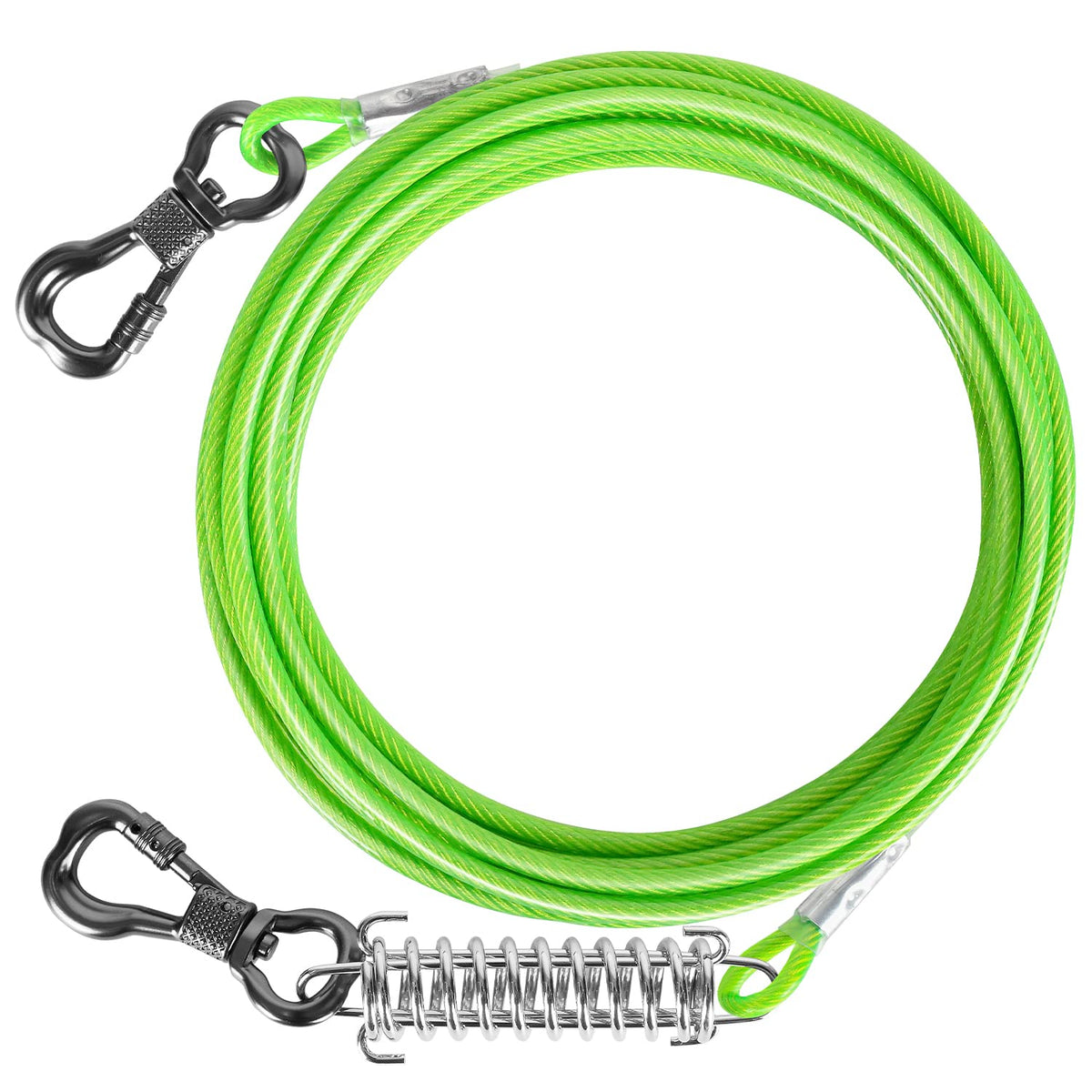 Tresbro 10 Ft Dog Tie Out Cable, Heavy Duty Dog Chains For Outside With Spring Swivel Lockable Hook, Pet Runner Cable Leads For Yard Camping, Dog Line Tether For Small Medium Large Dogs Up To 500 Lbs