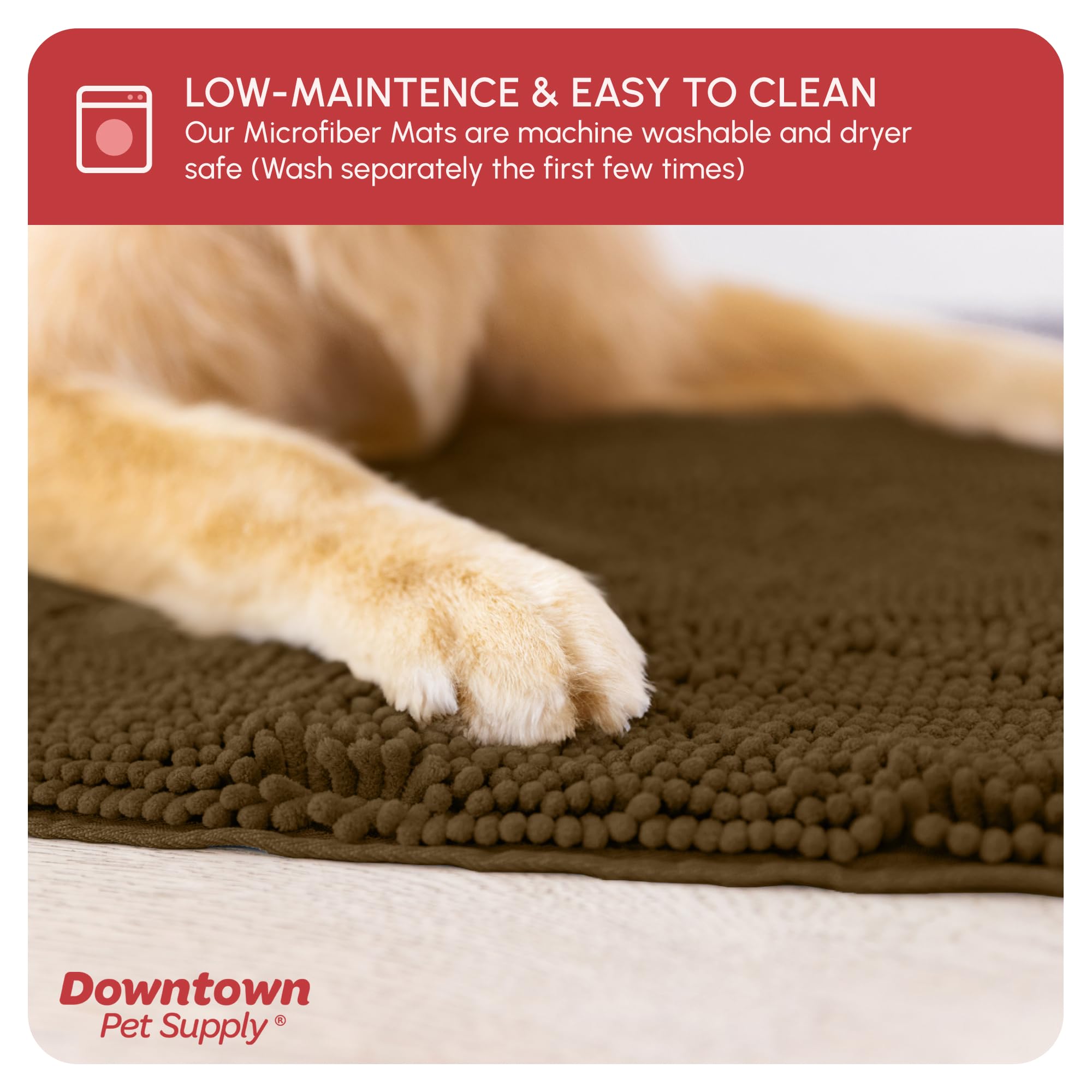 My Doggy Place Microfiber Dog Mat for Muddy Paws, 18 x 24 Brown - Absorbent and Quick-Drying Dog Paw Cleaning Mat, Washer and Dr