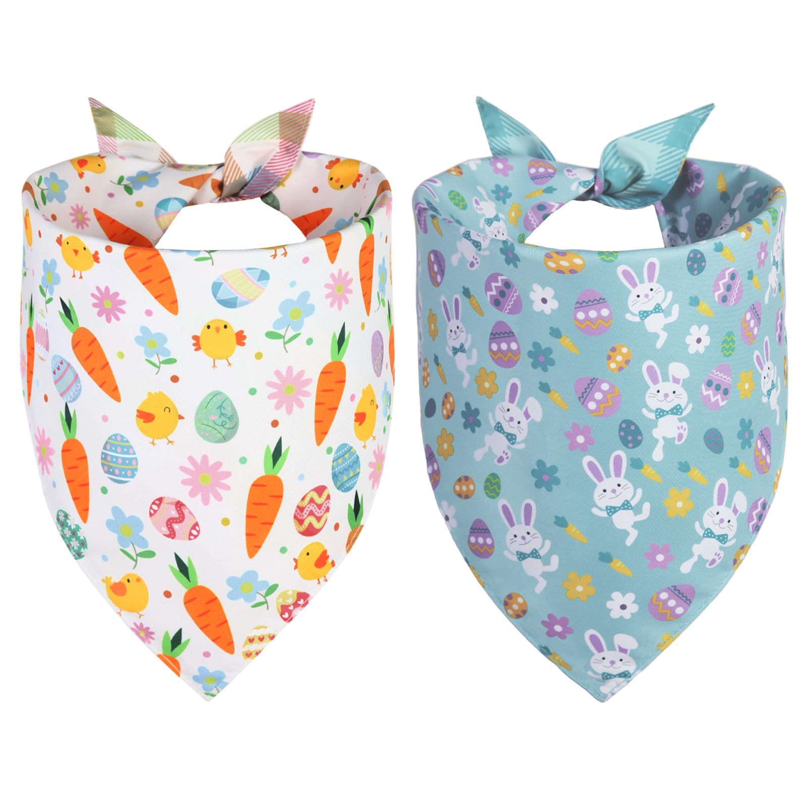 Ququle Easter Dog Bandana Small 2Pcs, Colorful Scarf For Boy And Girl, Durable Triangle Reversible Bibs Handkerchief For Puppy P