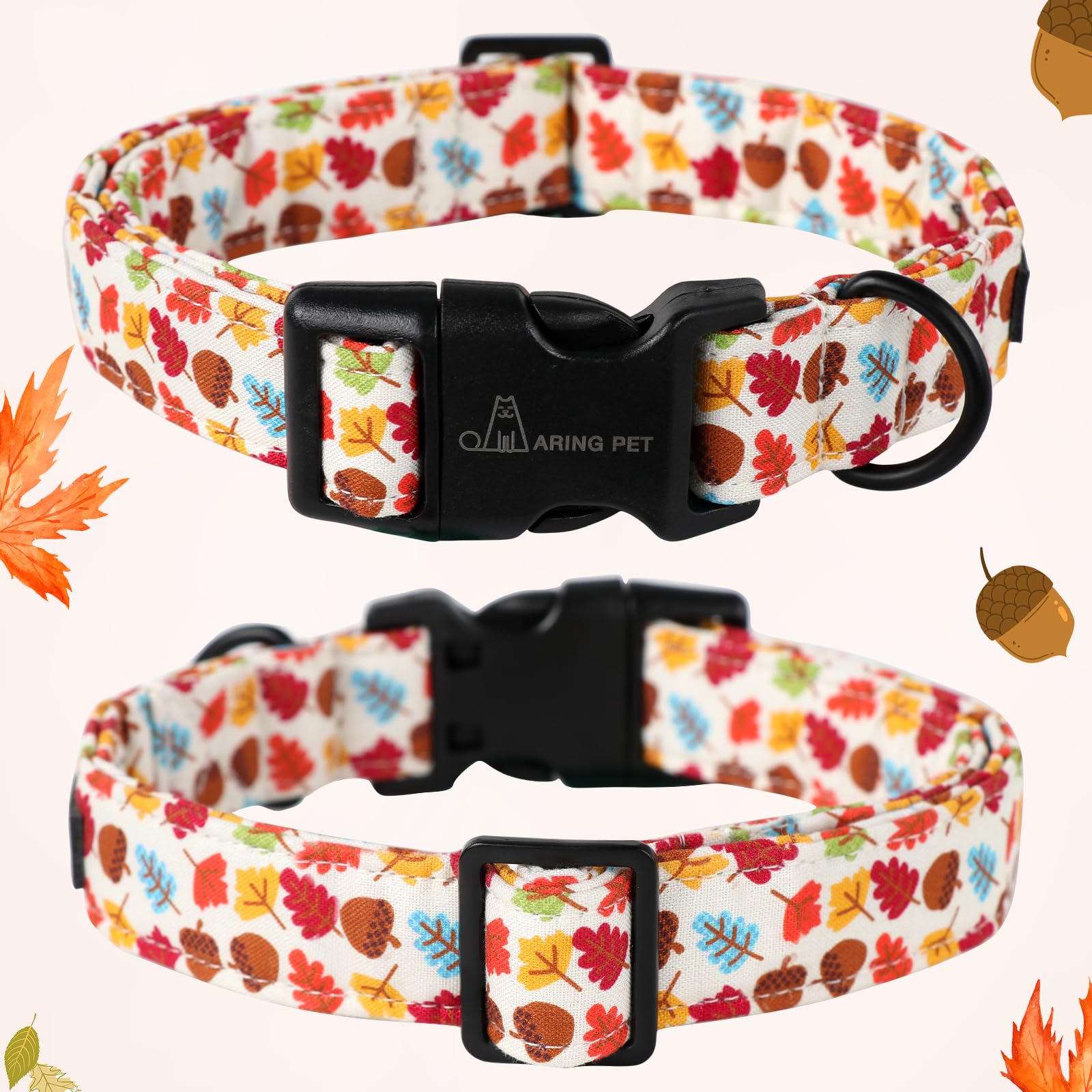 Aring Pet Fall Dog Collar-Cotton Maple Leaves Dog Collar For Small Dogs, Adjustable Lightweight Dog Collars With Quick Release B