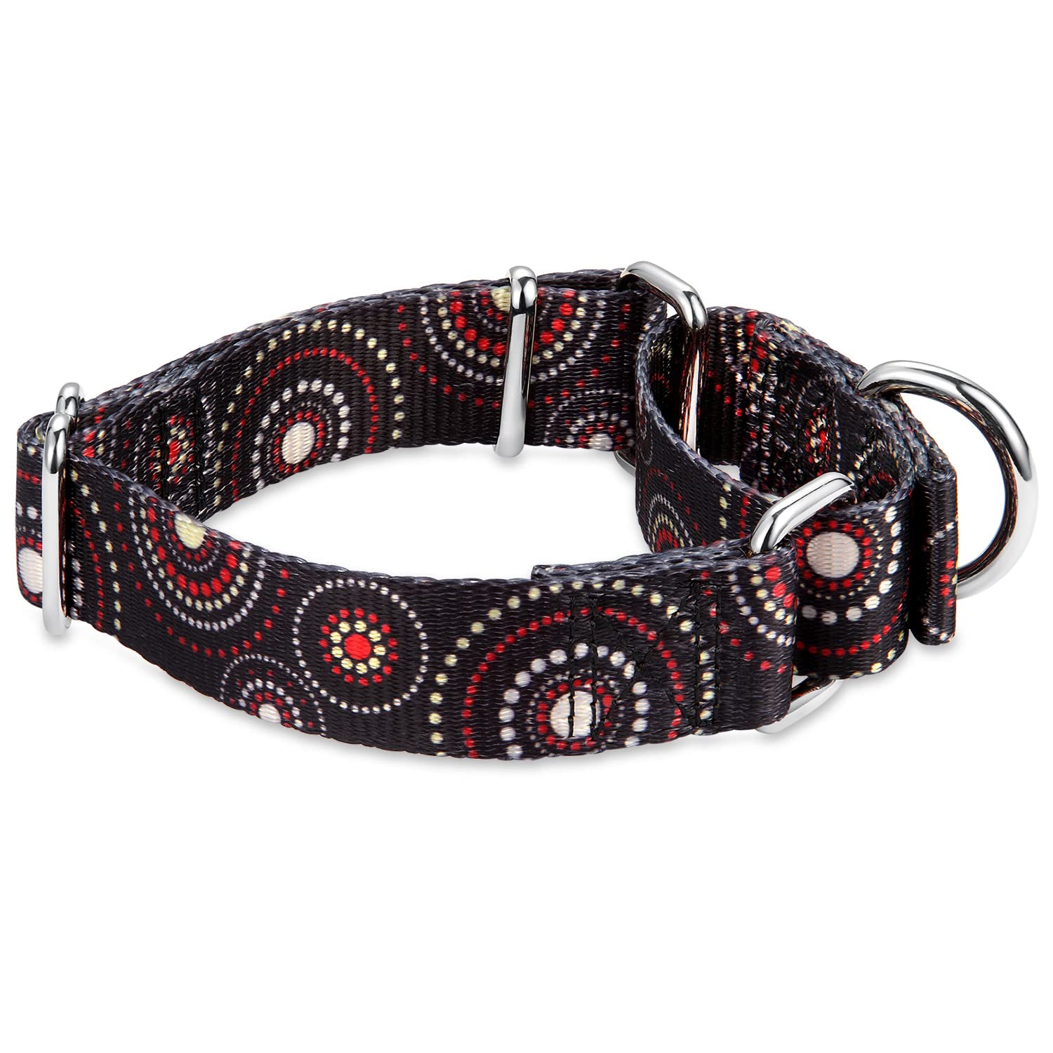 Dazzber Martingale Collar Dog Collar No Pull Pet Collar Heavy Duty Dog Martingale Collars Silky Soft With Unique Pattern For Medium And Large Dogs (Medium, 1 Inch Wide, Firework Dots -Black)