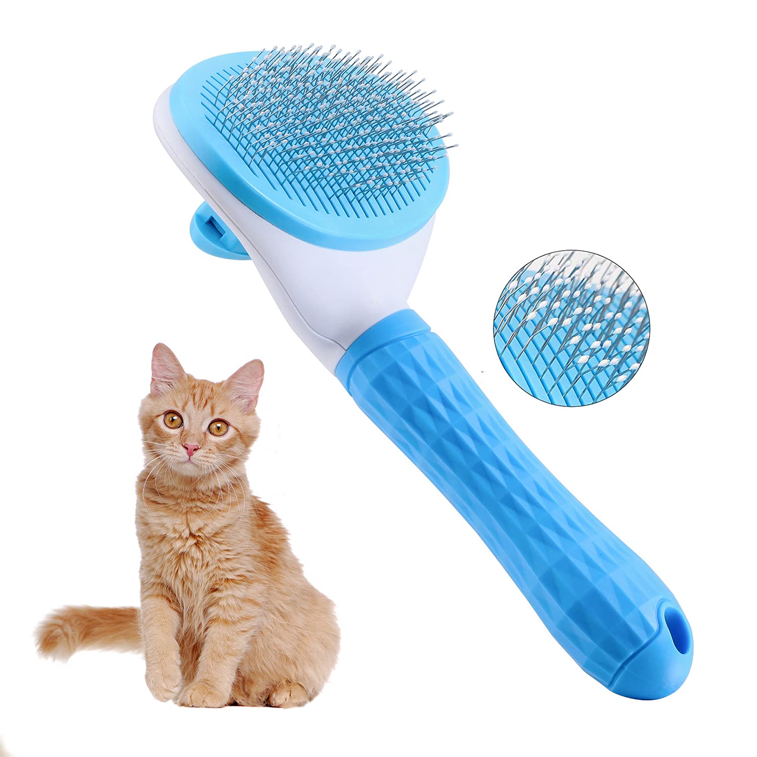 Woofy Dog Slicker Brushes Pet Soft Brush One Button Self Cleaninh for Shedding Removes Loose Undercoat Mats Tangled Hair Groomin