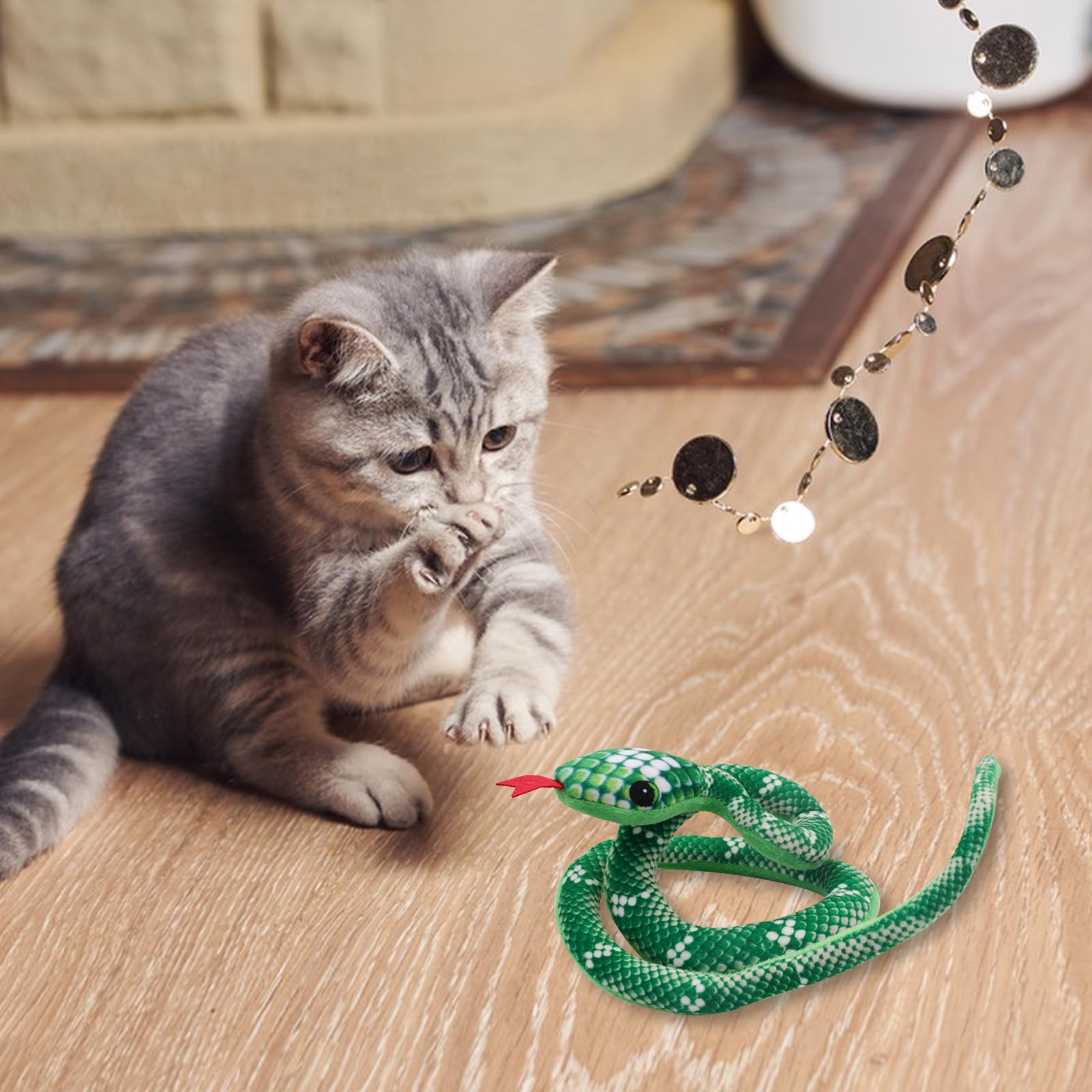 Andiker Catnip Toy,31.5Inches Stuff Snake Interactive Snake Toy For Cats To Chew And Scrab (Green)