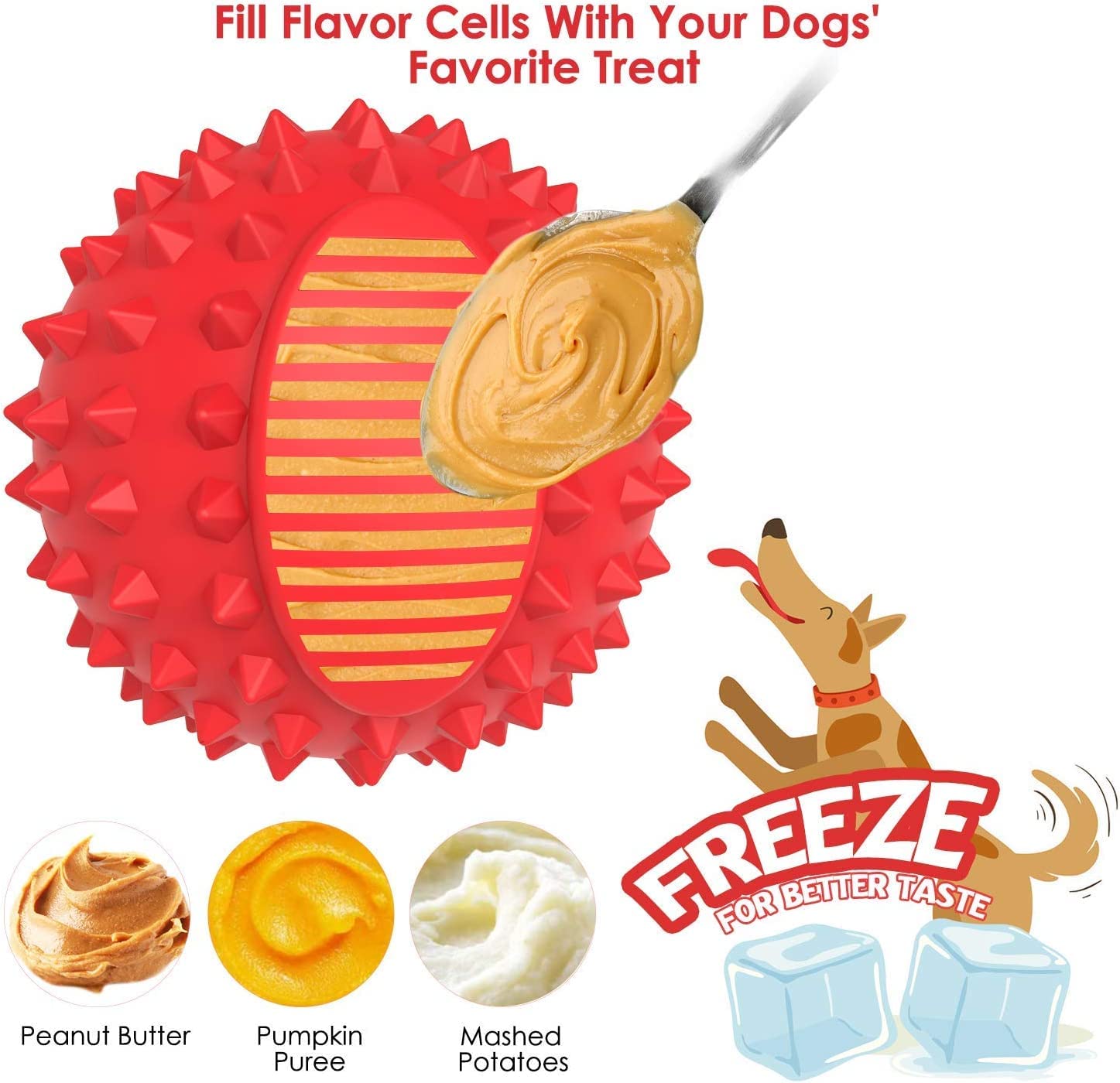 petizer Squeaky Dog Ball - Durable 3" Natural Rubber Toy for Aggressive Chewers - Red - Model DB250213