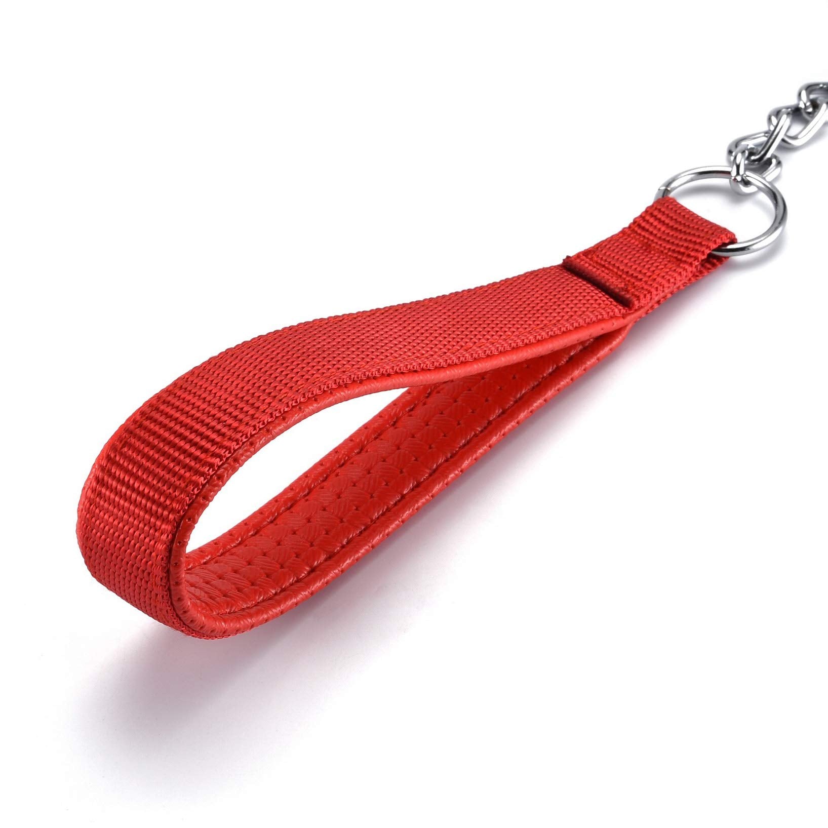 Filhome Metal Dog Leash Chew Proof Dog Chain Leash 4Ft Heavy Duty Sturdy Pet Dog Leash With Red Padded Handle For Large Medium Dogs