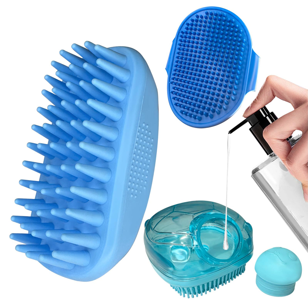 Idqquqq 3Pcs Dog Bath Brush, Dog Shampoo Brush, Dog Scrubber For Bath,Dog Bath Products Are Suitable For Short, Long Haired Dogs