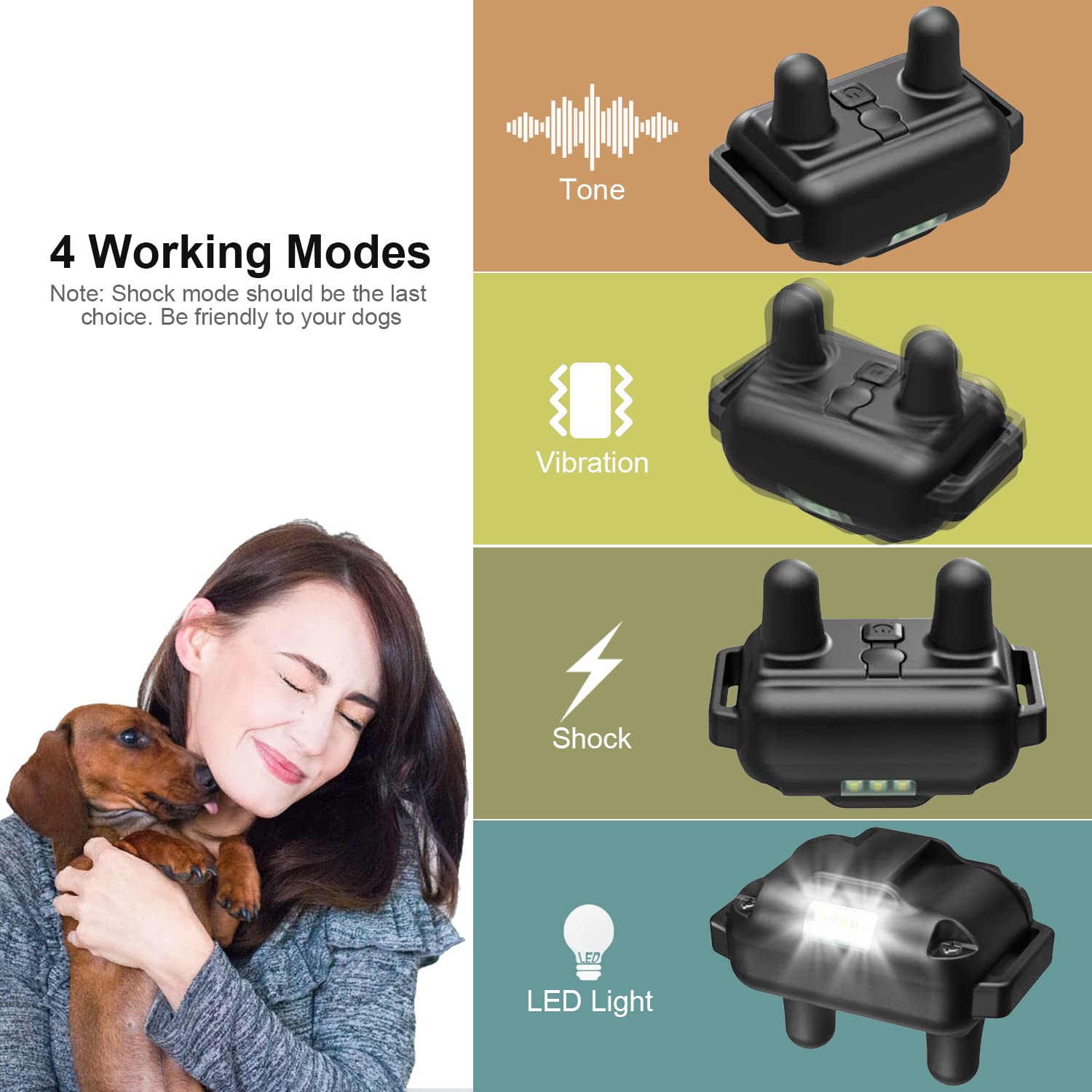 Heaflex Dog Shock Collar With Remote, Dog Training Electric Collar, Waterproof Rechargeable, 1640Ft Dog Shock Collar With Led Li