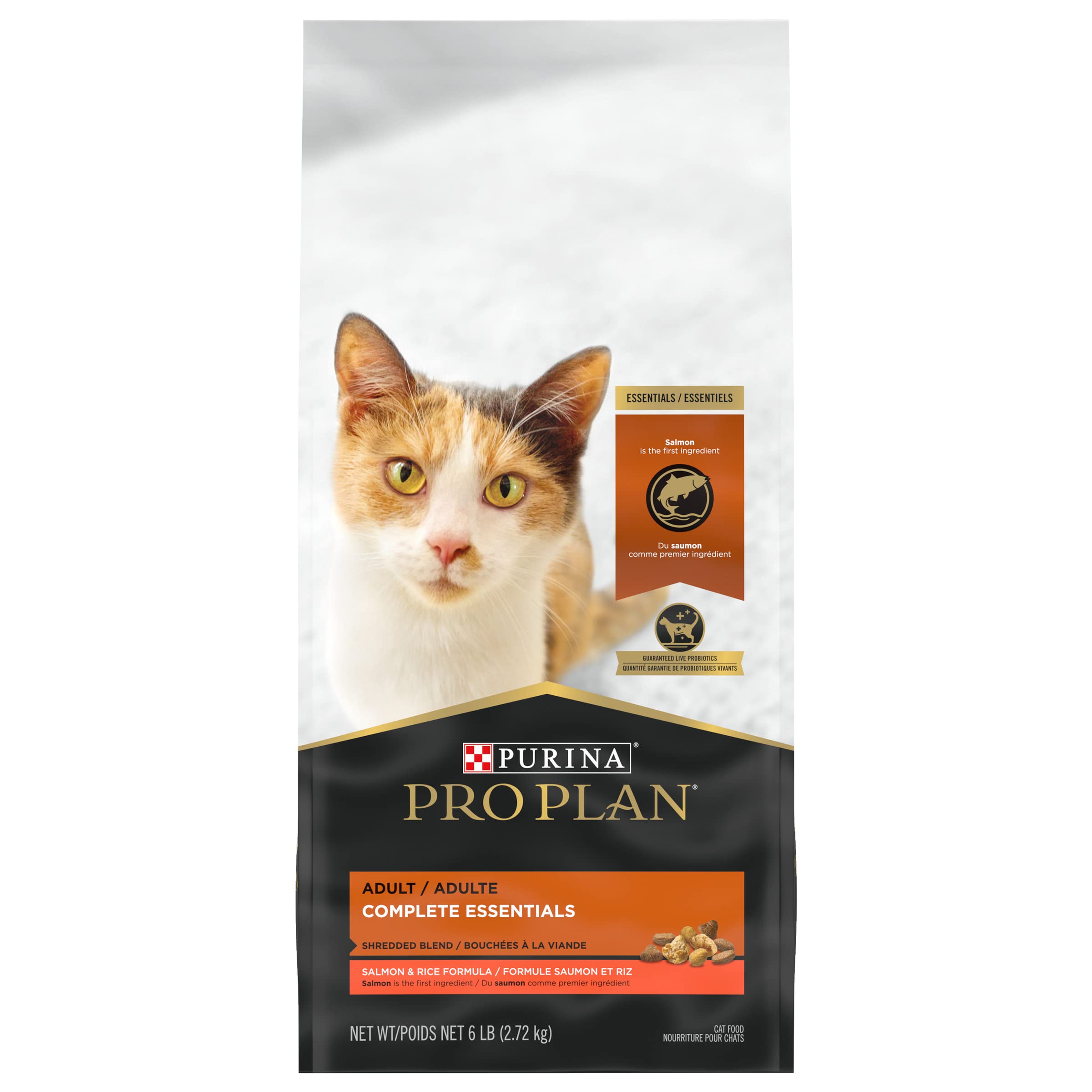 Purina Pro Plan Complete Essentials Shredded Blend Salmon and Rice Formula Adult High Protein Cat Food - 6 lb. Bag