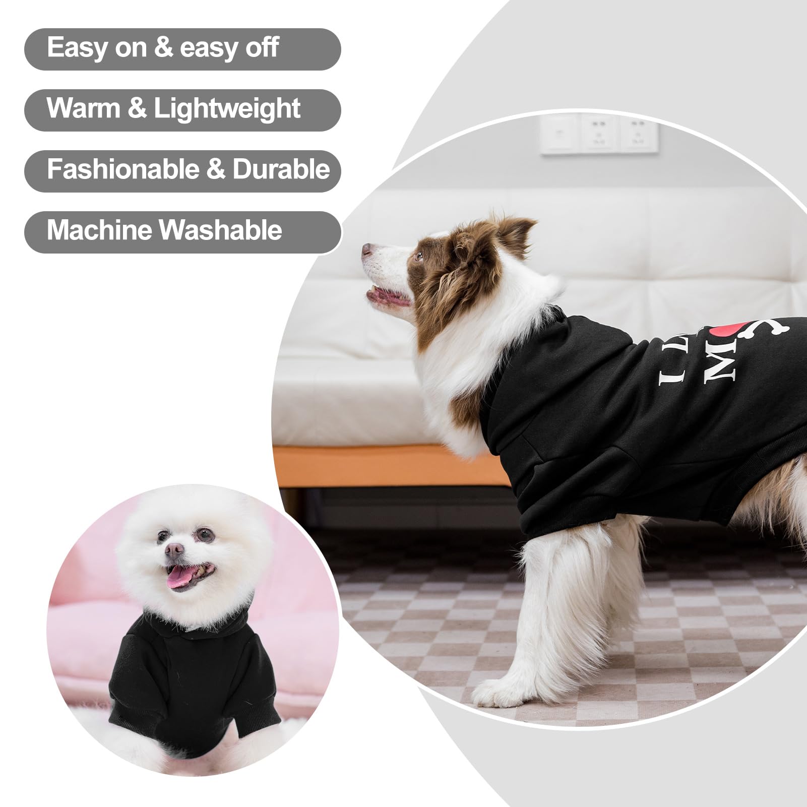 Expawlorer Dog Hoodie-Soft And Warm Dog Sweaters, Pet Clothes Autumn Winter Coat Sweatshirt With I Love My Mom Print For Puppy,C