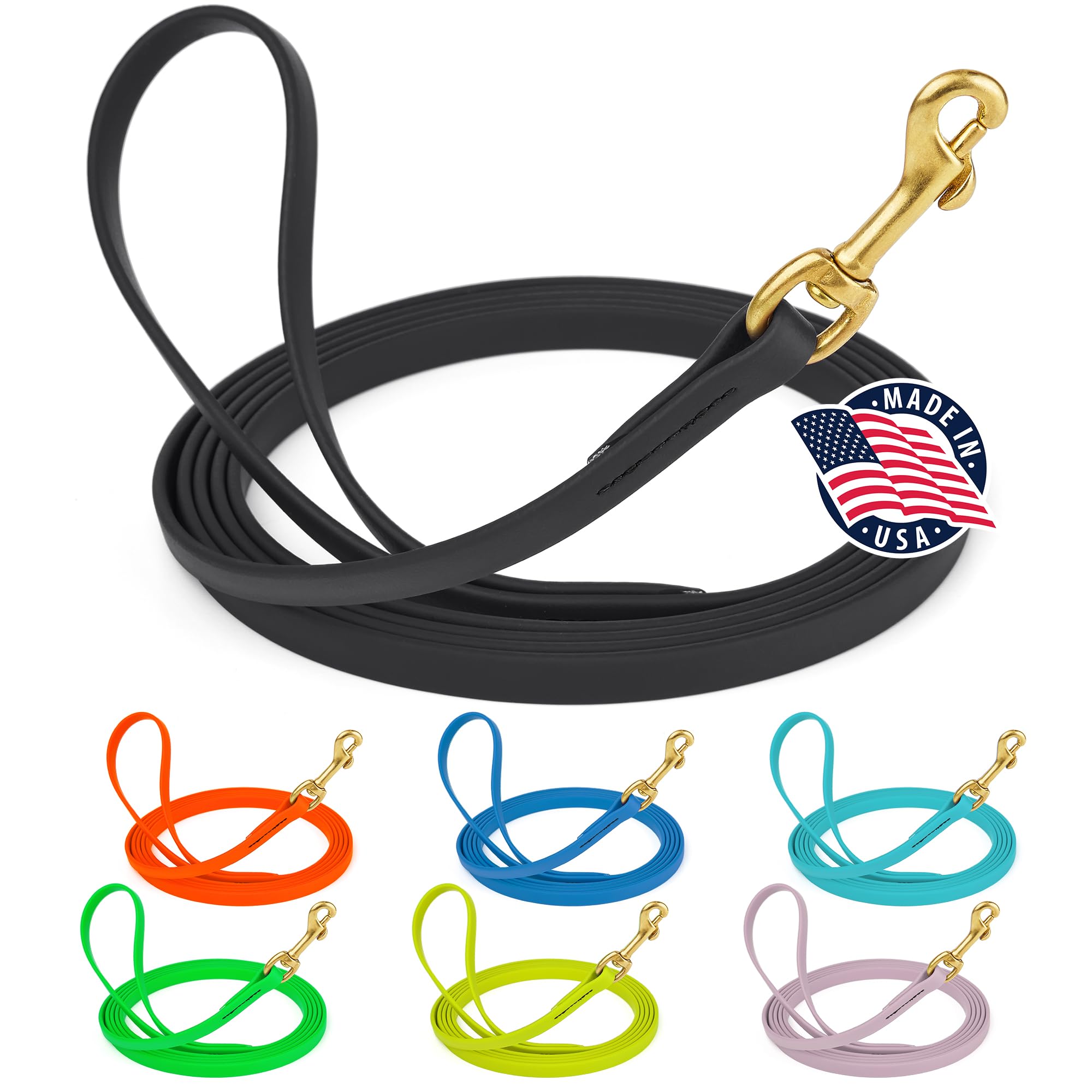 Viper Biothane Working Tracking Lead Leash Long Line For Dogs, Black 1/2'' X 15Ft