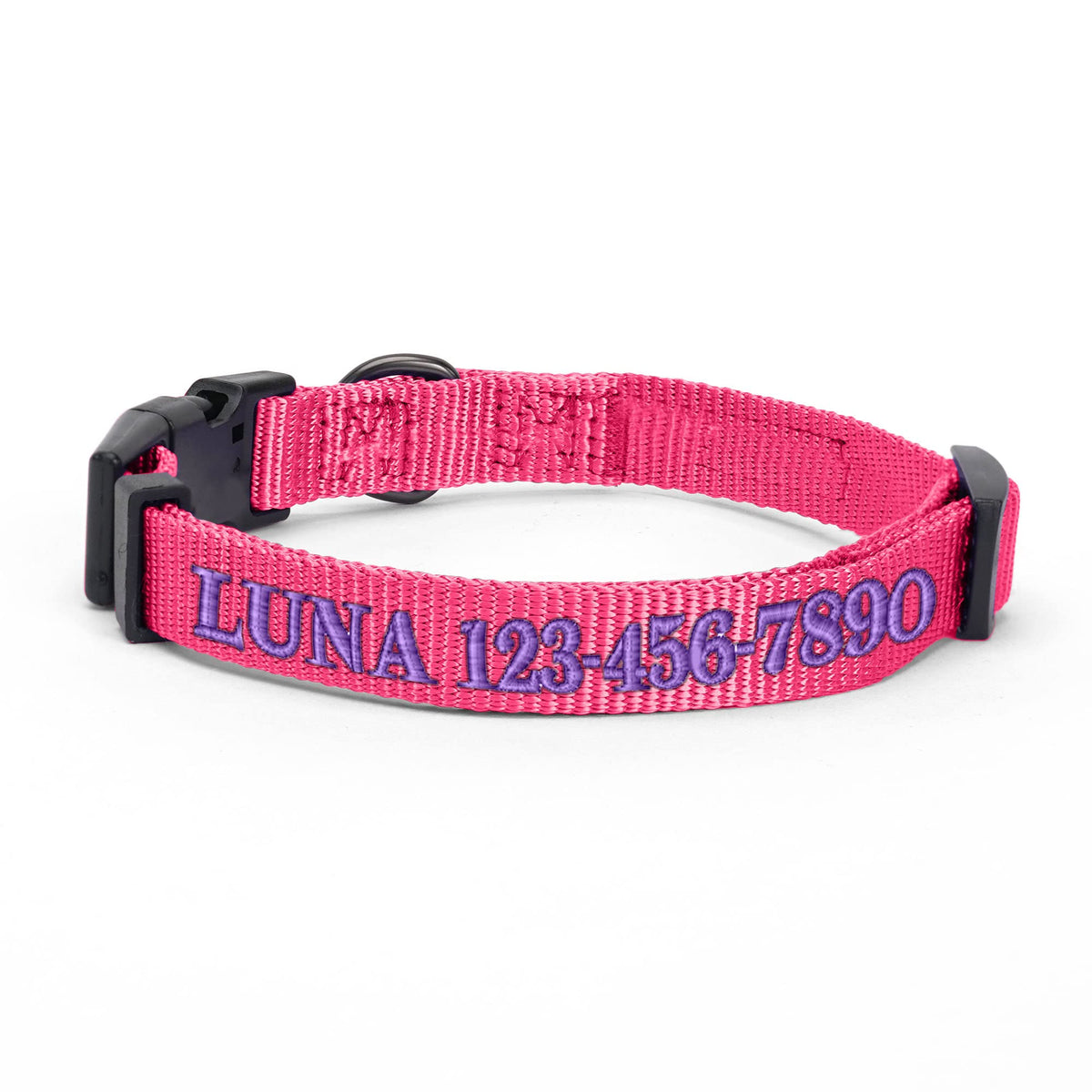 Pawtitas Personalized Customizable Dog Collar Puppy Collar Embroidered Customize W Pet Name & Phone Number Collars M Size Medium Pink Custom Engraved Names