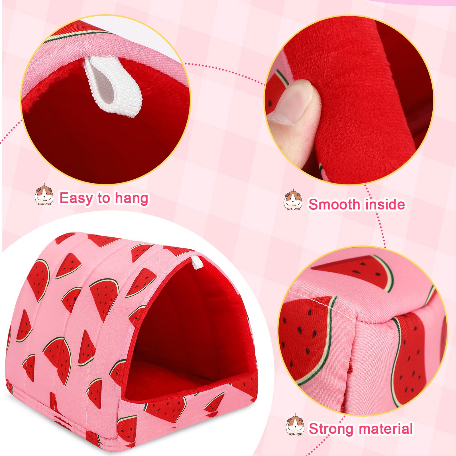 Upins 2 Pack Guinea Pig Bed, Guinea Pig Hideout Washable Small Animal House Cage Accessories For Dwarf Rabbits Chinchillas Hamst