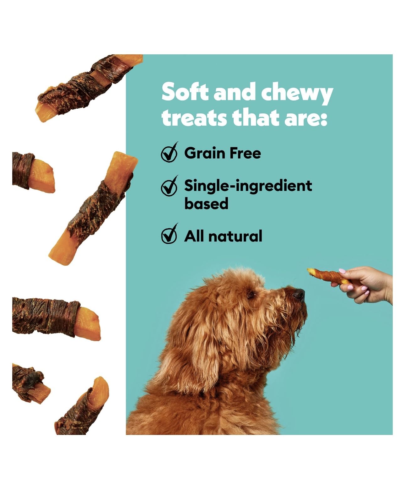 Wiggles & Wags Twists Dog Treats, Beef & Sweet Potato, Soft and Chewy, Grain Free, All Natural, 16 oz with DN Essentials Waste B