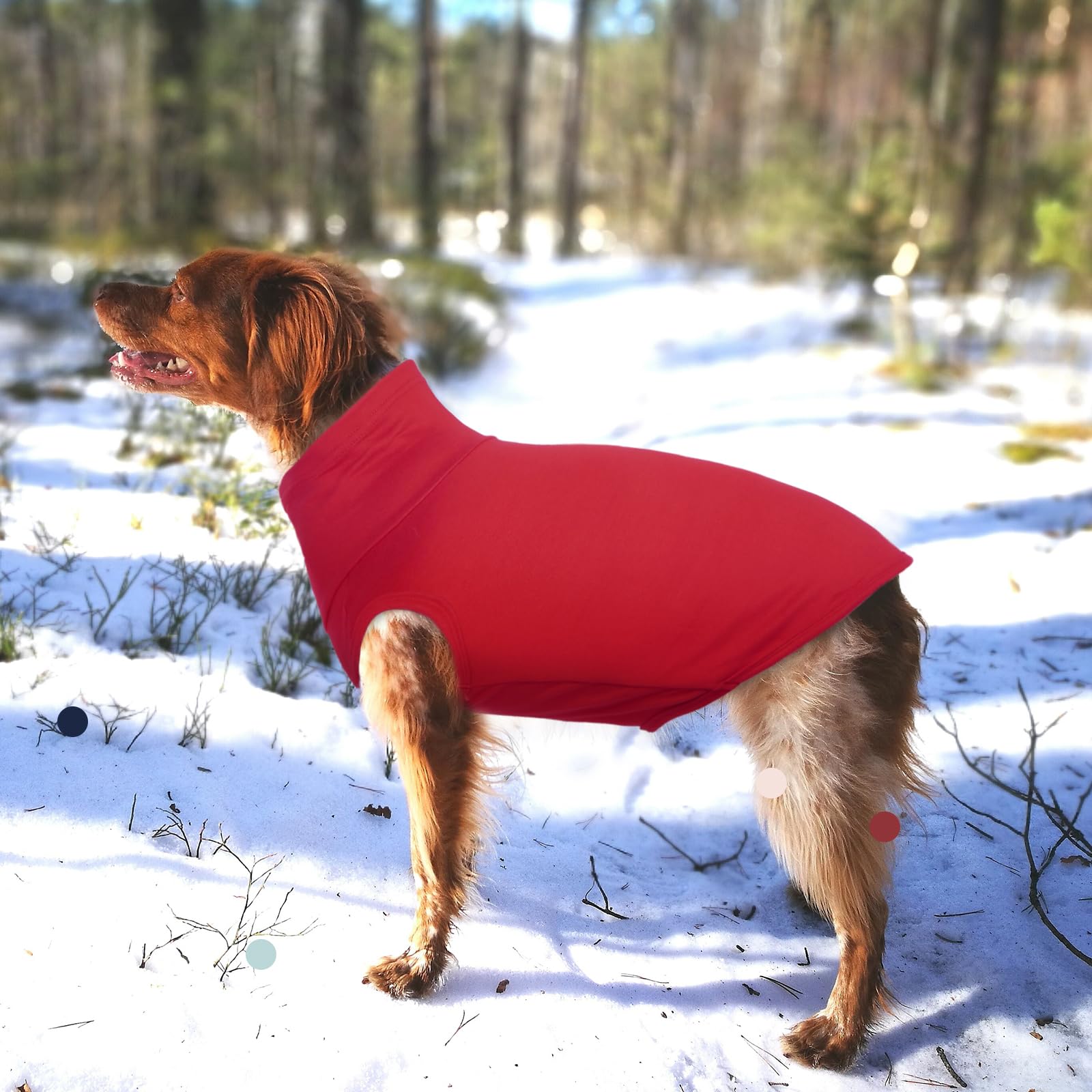 IECOii Medium Dog Sweater,Stretch Fleece Vest Dog Sweater - Red, Medium,Warm Pullover Dog Fleece Sweater,Turtleneck Dog Sweaters
