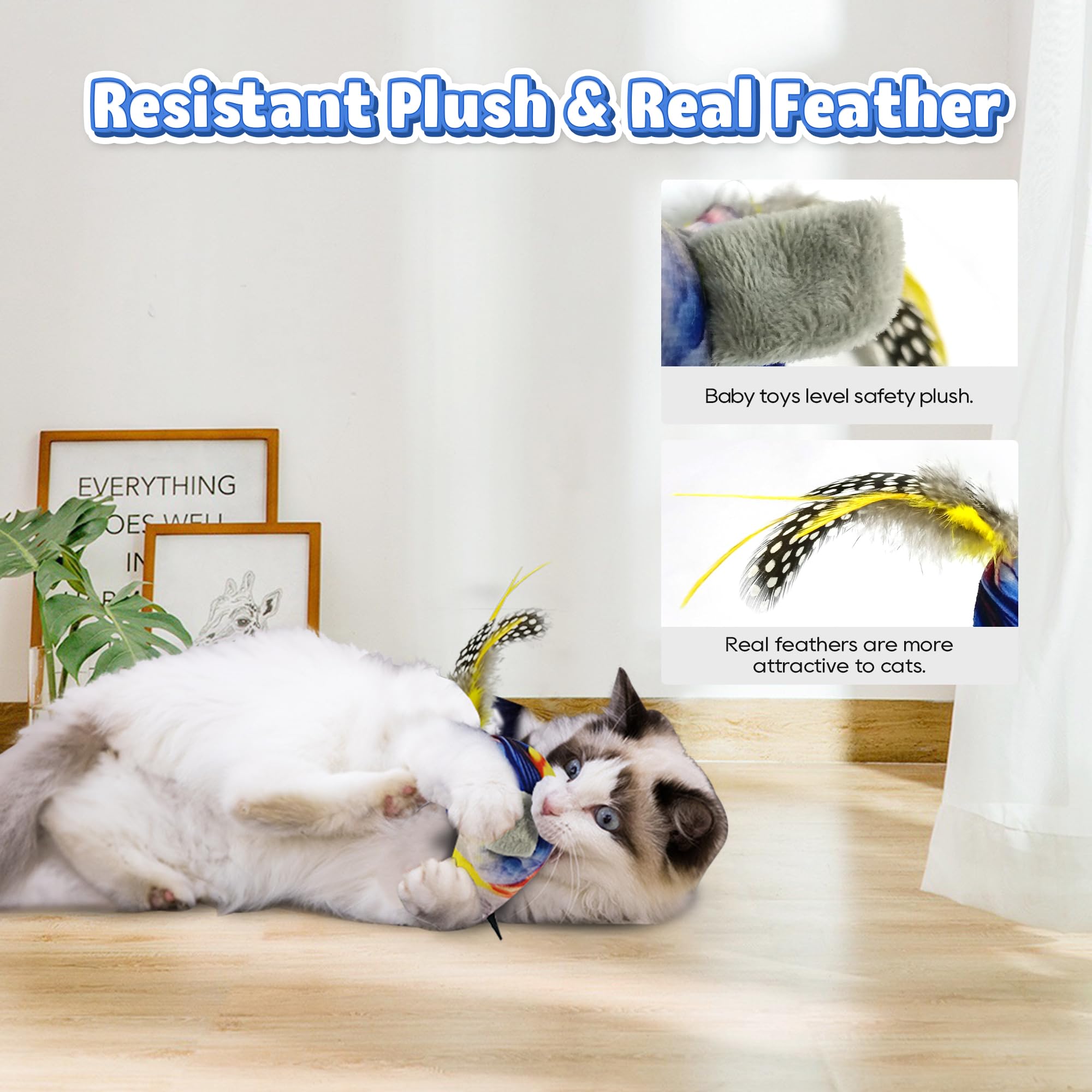 LEWISER Cat Toys Hanging Bird, Retractable Cat Teaser Toy, Vivid Chirping, Interactive Catnip Toys for Indoor Cats Kitten Play C