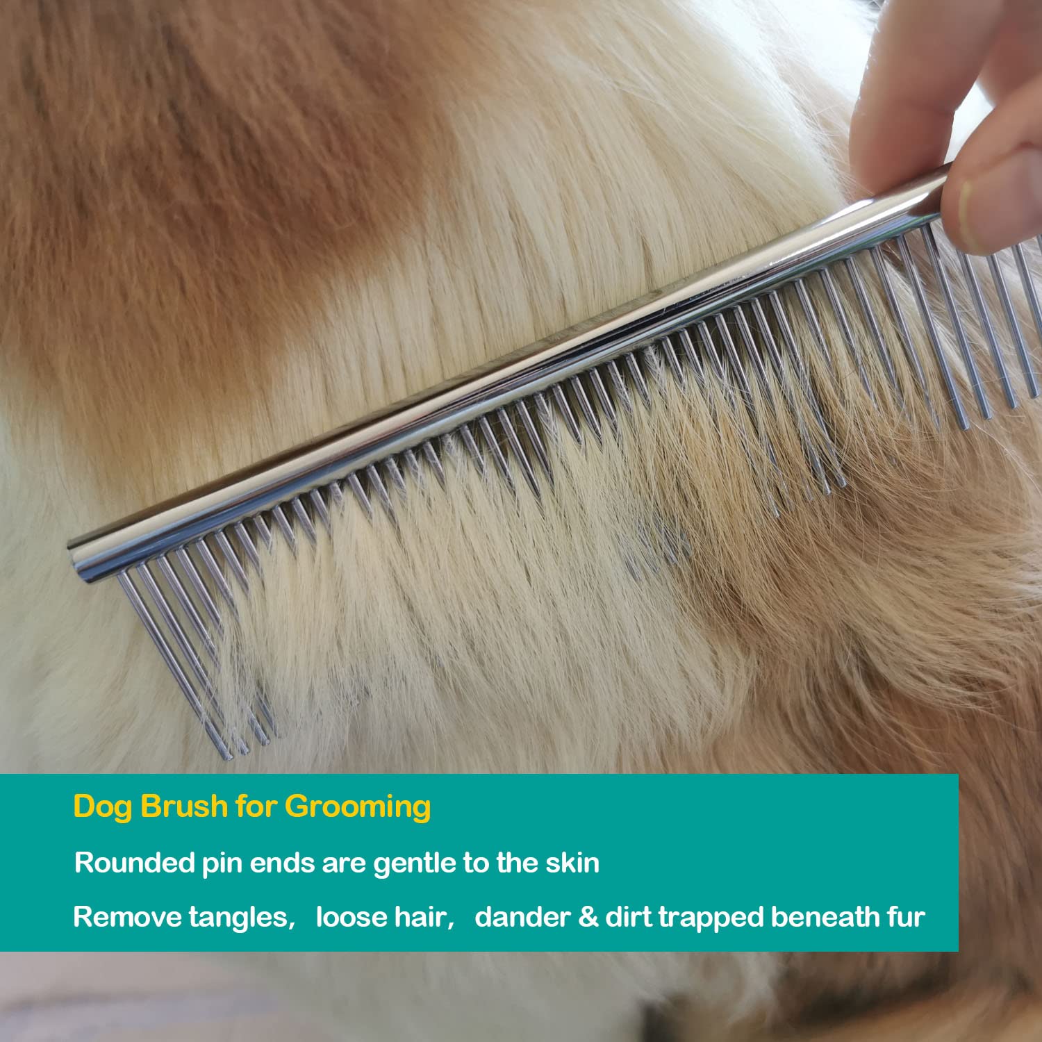 Elfirly 3 Pack Dog Combs For Grooming Matting, Metal Cat Comb With Round Ends, Stainless Steel Pet Grooming Comb For Removing Tangles And Knots For Long And Short Haired Dog (7.4 Inches)