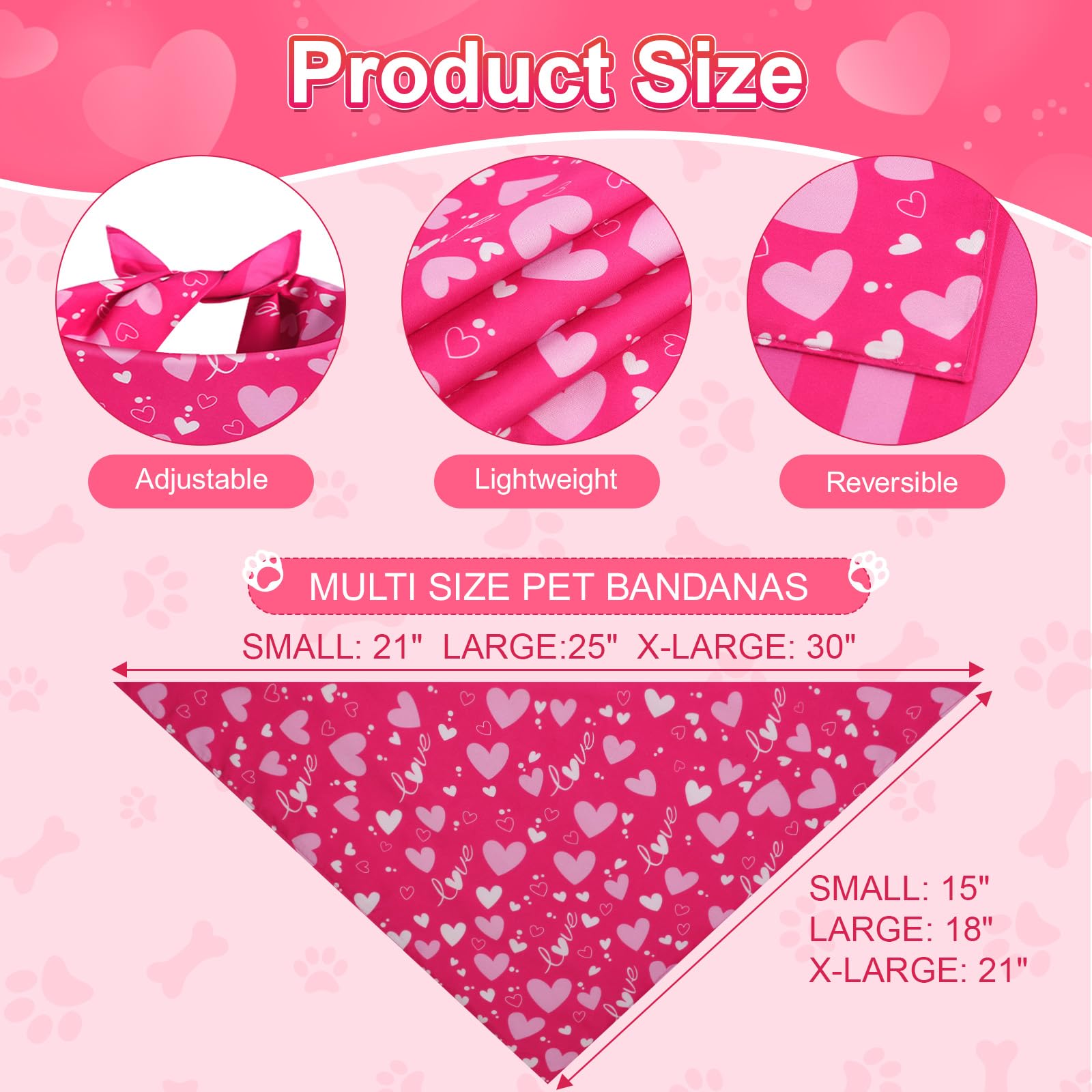 Ququle Valentines Dog Bandana St Patricks Day And Easter Dog Bandana Large 3Pcs, Colorful Scarf For Boy And Girl, Triangle Rever