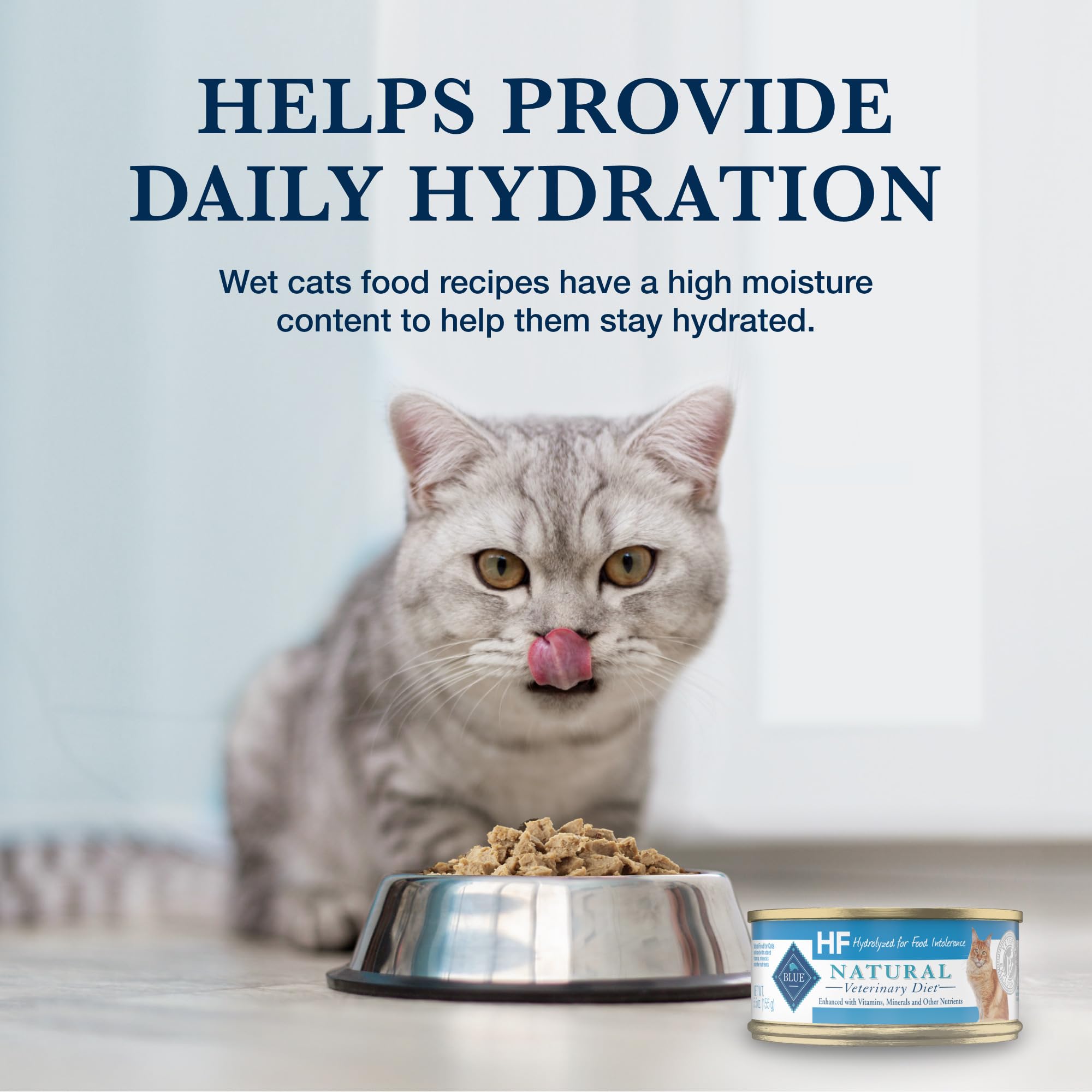Blue Buffalo Natural Veterinary Diet HF Hydrolyzed for Food Intolerance Wet Cat Food, Veterinarians Prescription Required, Salm