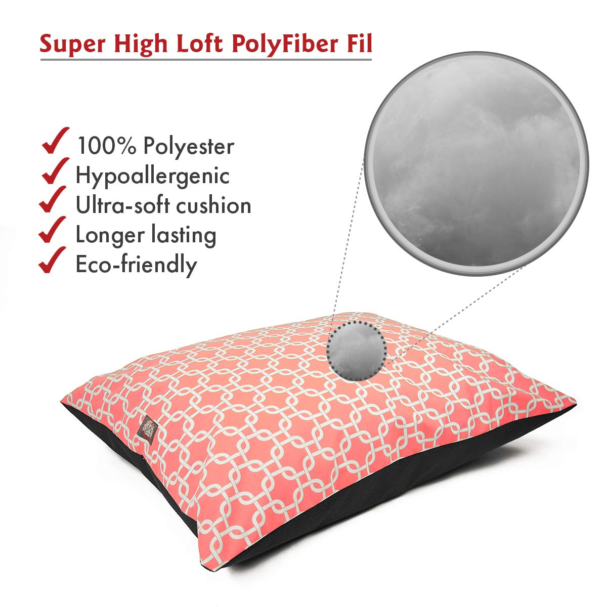 Majestic Pet Large Rectangle Dog Bed Washable Non Slip Comfy Bed - 46 X 35 Inch, Links Coral
