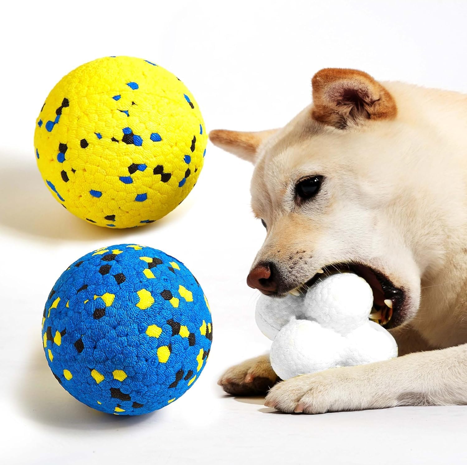Kimee Durable Dog Chew Balls For Aggressive Chewers - Atom Teething Toys For Puppies, Medium And Large Dogs - 3 Pack