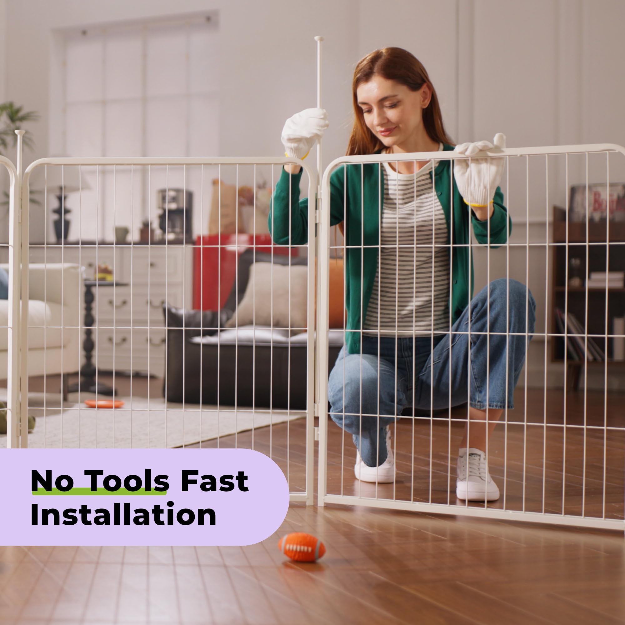 Sunsgrove Indoor Dog Playpen With Wider Door, 32 Inch 6 Panels Non Slip Dog Pen Indoor, Anti Rust Dog Fence, Free And Safe Play,