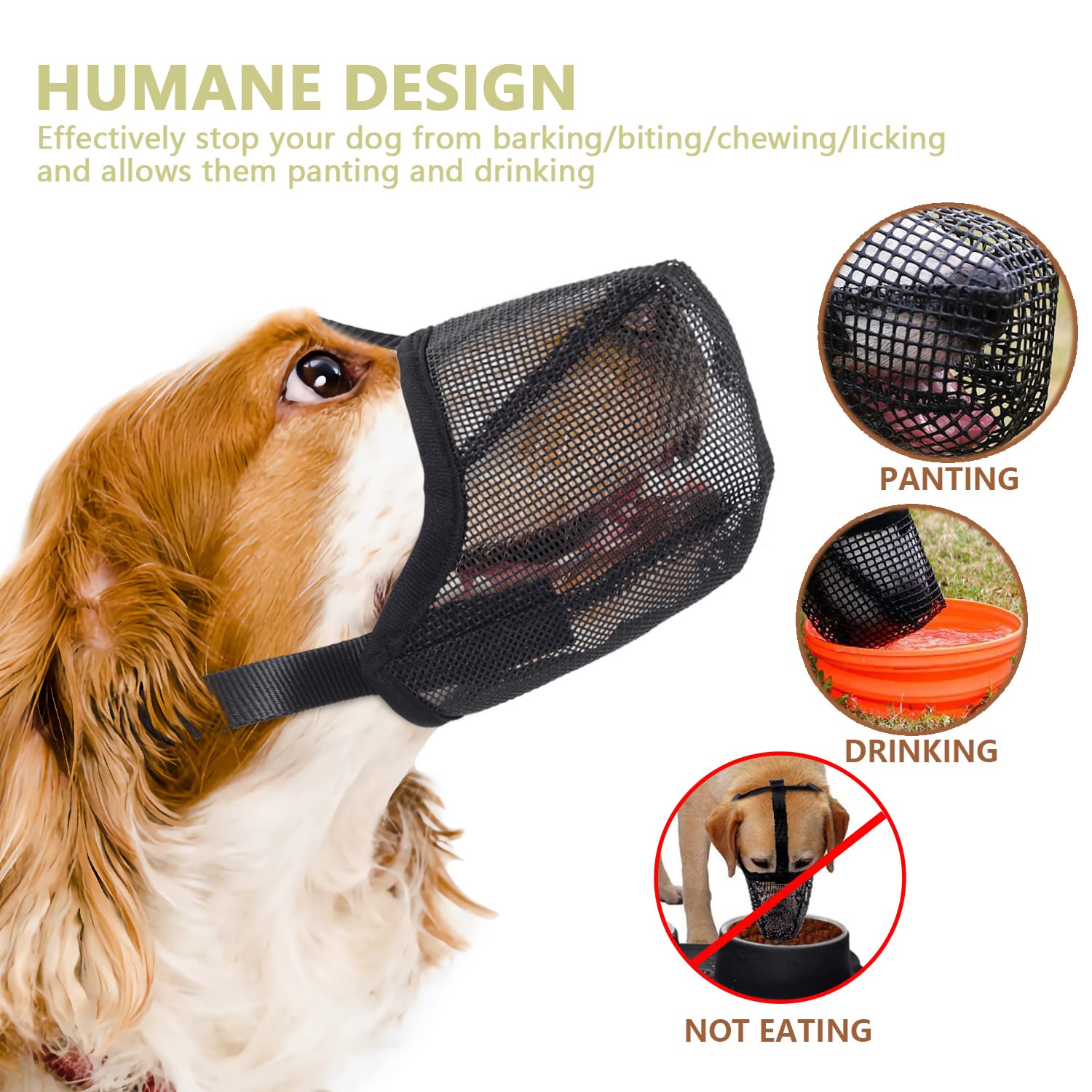 Whongkidz Dog Muzzle for Extra Small Sized Dogs, Air Mesh Dog Mouth Cover Allow Drinking No Biting Chewing for Dogs That Eat Eve