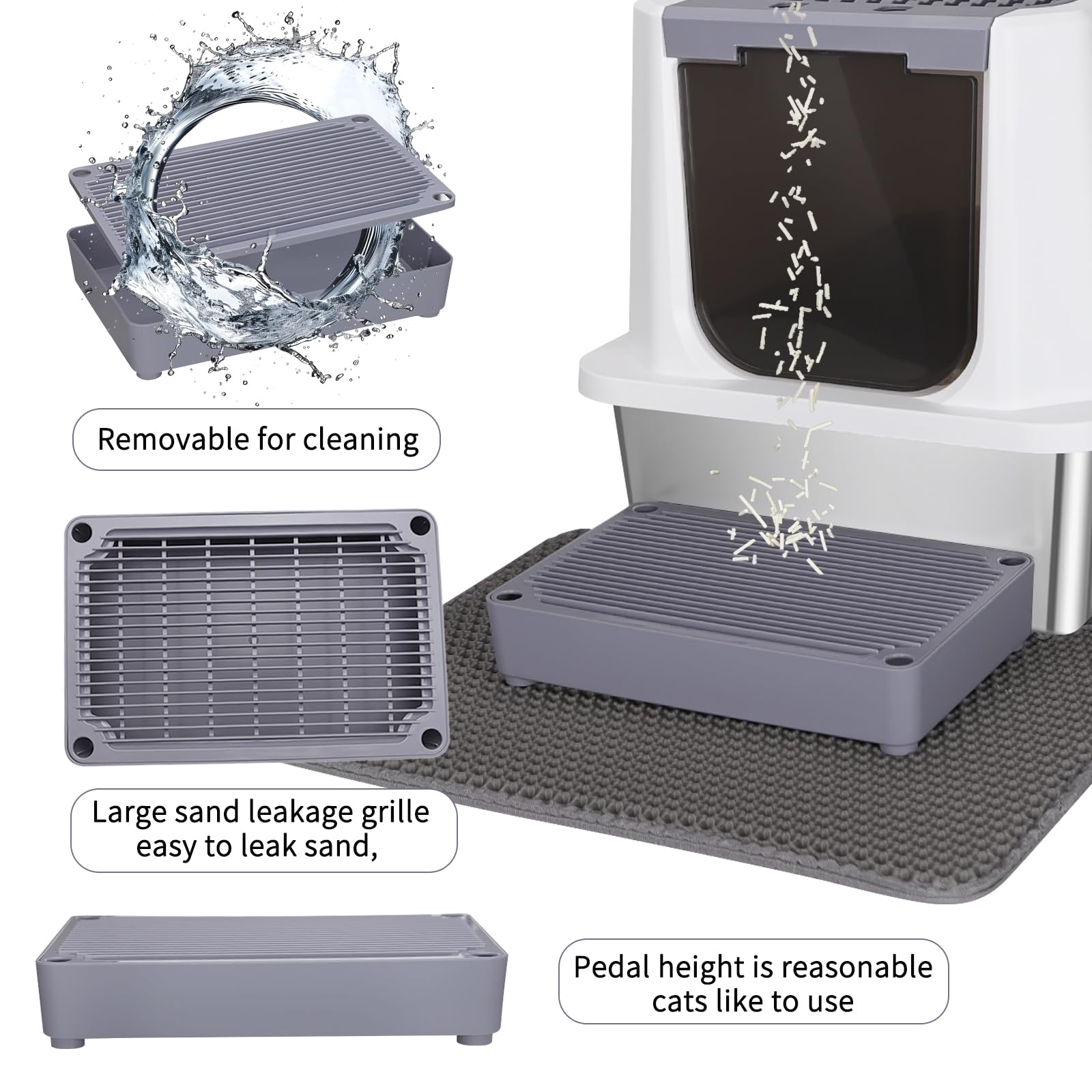 Rizzari Stainless Steel Cat Litter Box, Odorless Enclosed Litter Box With Top Holes, Large Litter Pan For Small To Large Sized C