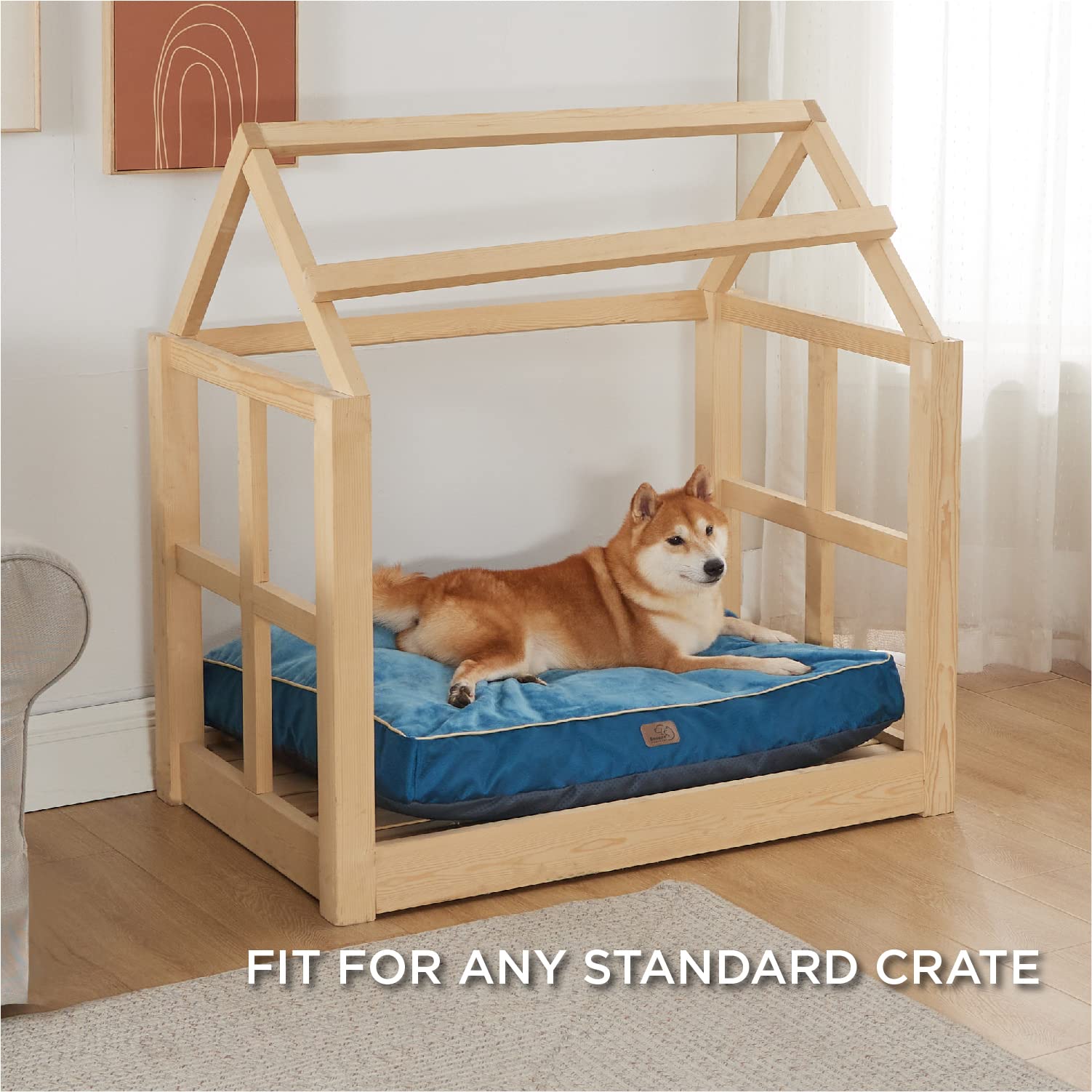 Bedsure Waterproof Dog Beds For Large Dogs - 4 Inch Thicken Up To 80Lbs Pet Mat Pillows With Removable Washable Cover, Blue