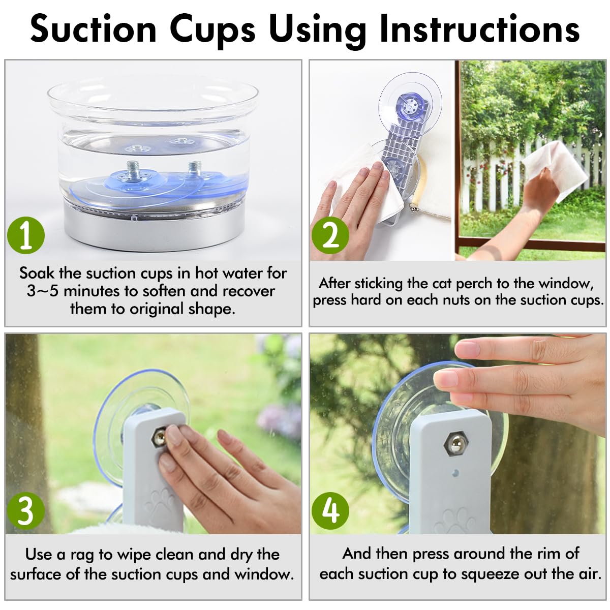 Amosijoy 4 Pack Cat Window Perch Suction Cup, Strong Adhesive Replacement Suction Cup With Screws For Foldable & Cordless Cat Wi