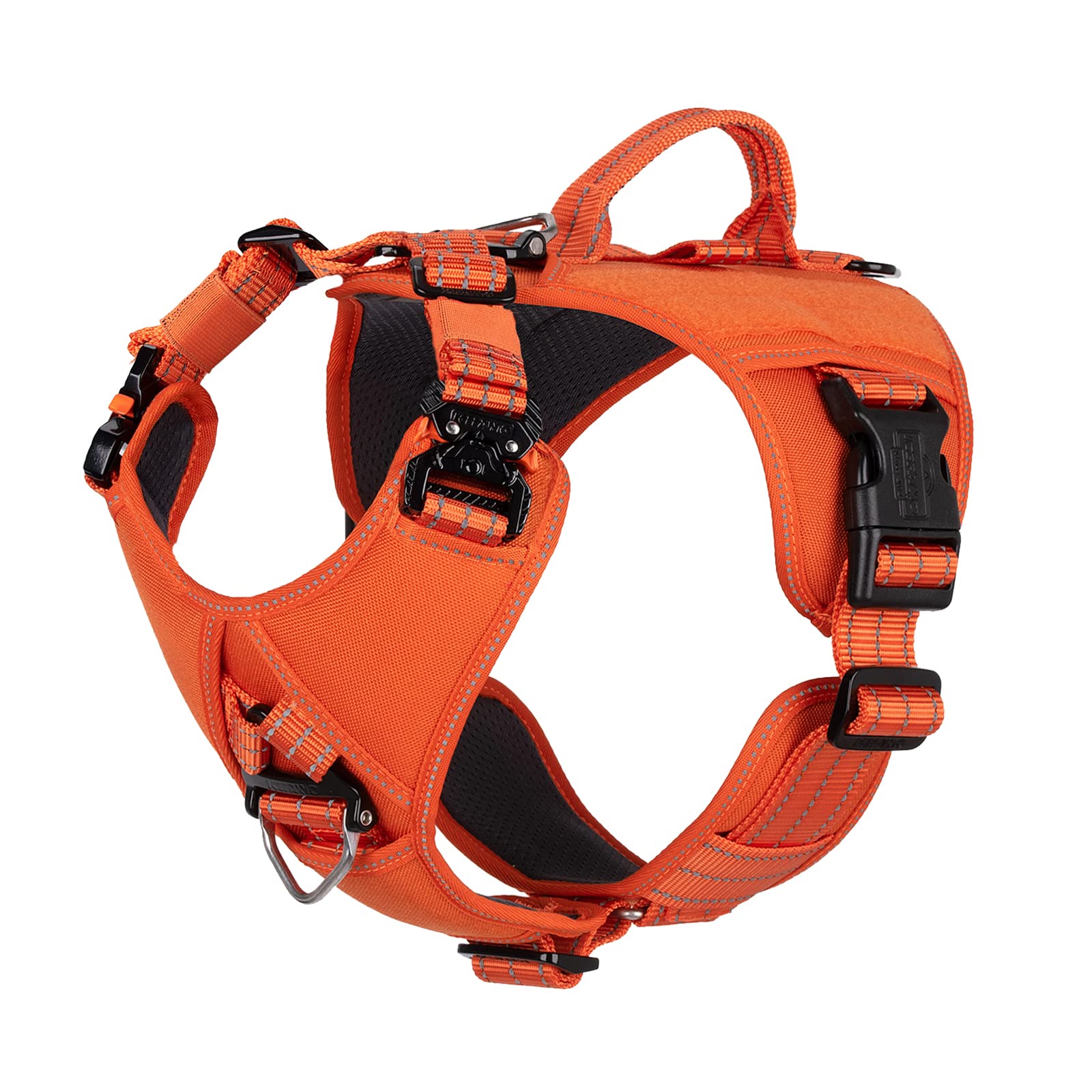 Icefang Gn8 Quick-Moving Tactical Dog Harness With Handle,Reflective In Training Walking K9 Vest,No-Pull Front Lead,5-Points Adjustable,Hook And Loop Panels (Elite Orange, X-Large (Pack Of 1))
