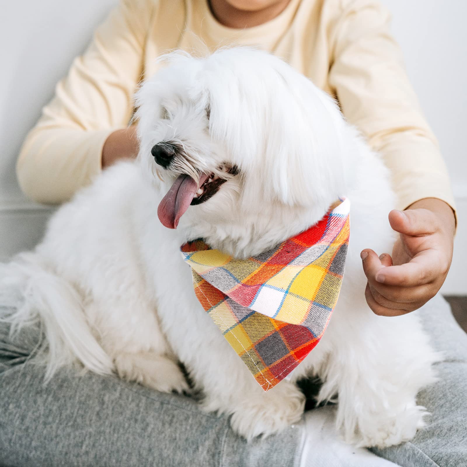 Segarty Fall Dog Bandanas, 10 Pack 22.8'X15.7' Plaid Bibs Pet Triangle Scarf Accessories Bulk For Small Medium Cats Dogs Large Puppy Dogs, Washable Adjustable Boy Pets Birthday Kerchief