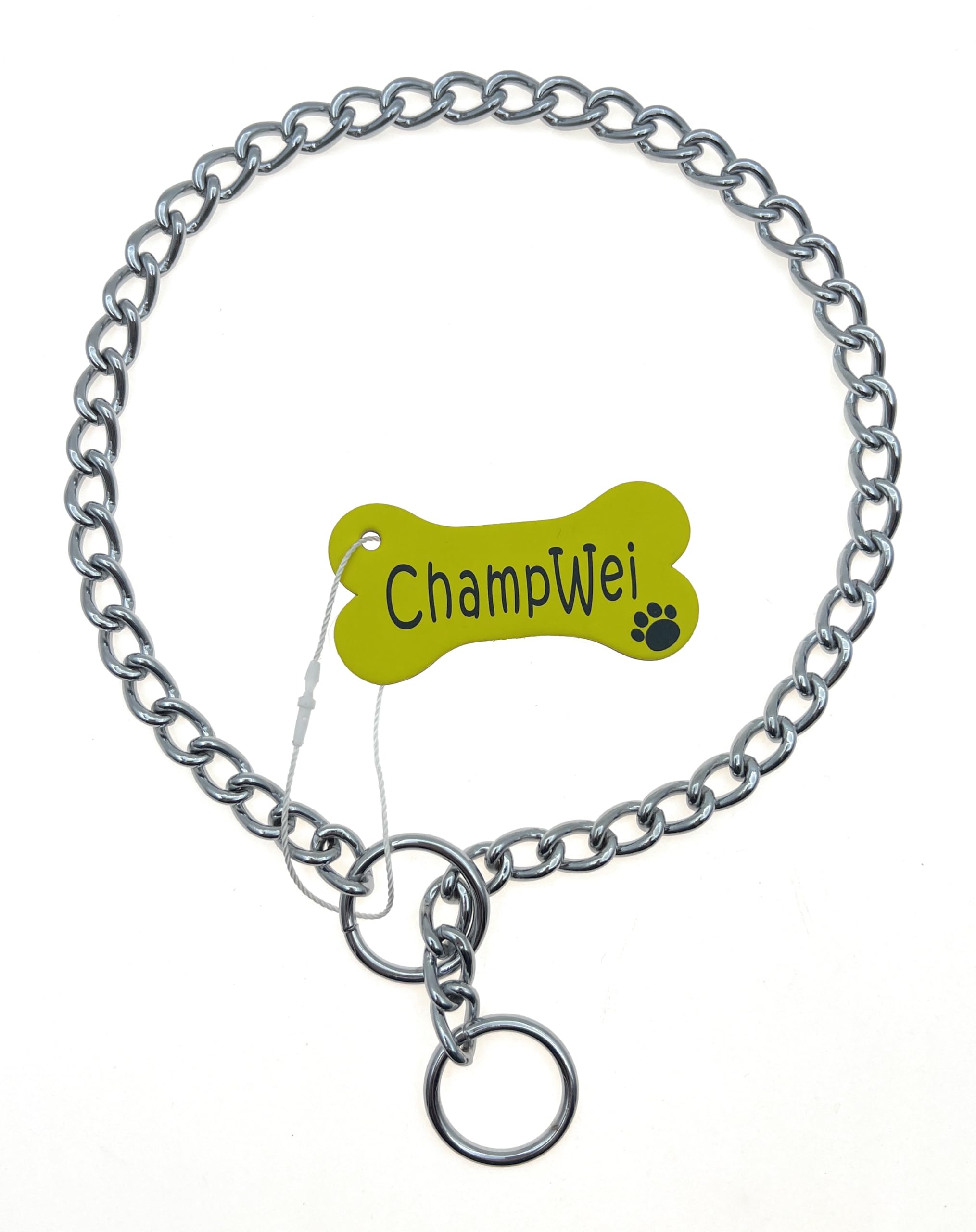 ChampWei Heavy Chain Dog Metal Collars, Adjustable Weather Proof Alloy Steel Necklace for Small Medium Large Dogs (Silver, M)