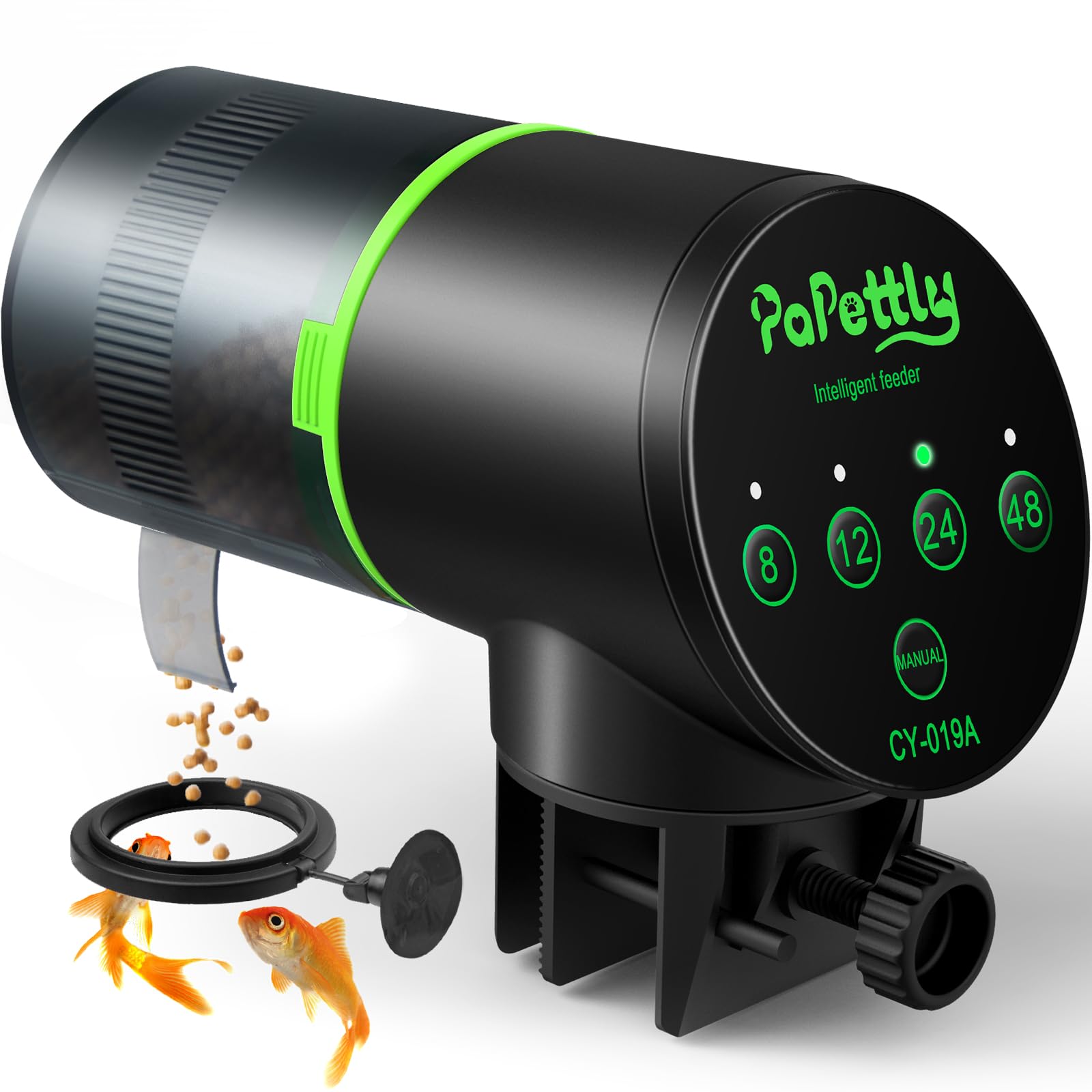 Automatic Fish Feeder for Aquarium, Auto Fish Food Dispenser with Timer and Feeding Ring, Moisture-Proof, Smart Fish Tank Vacati